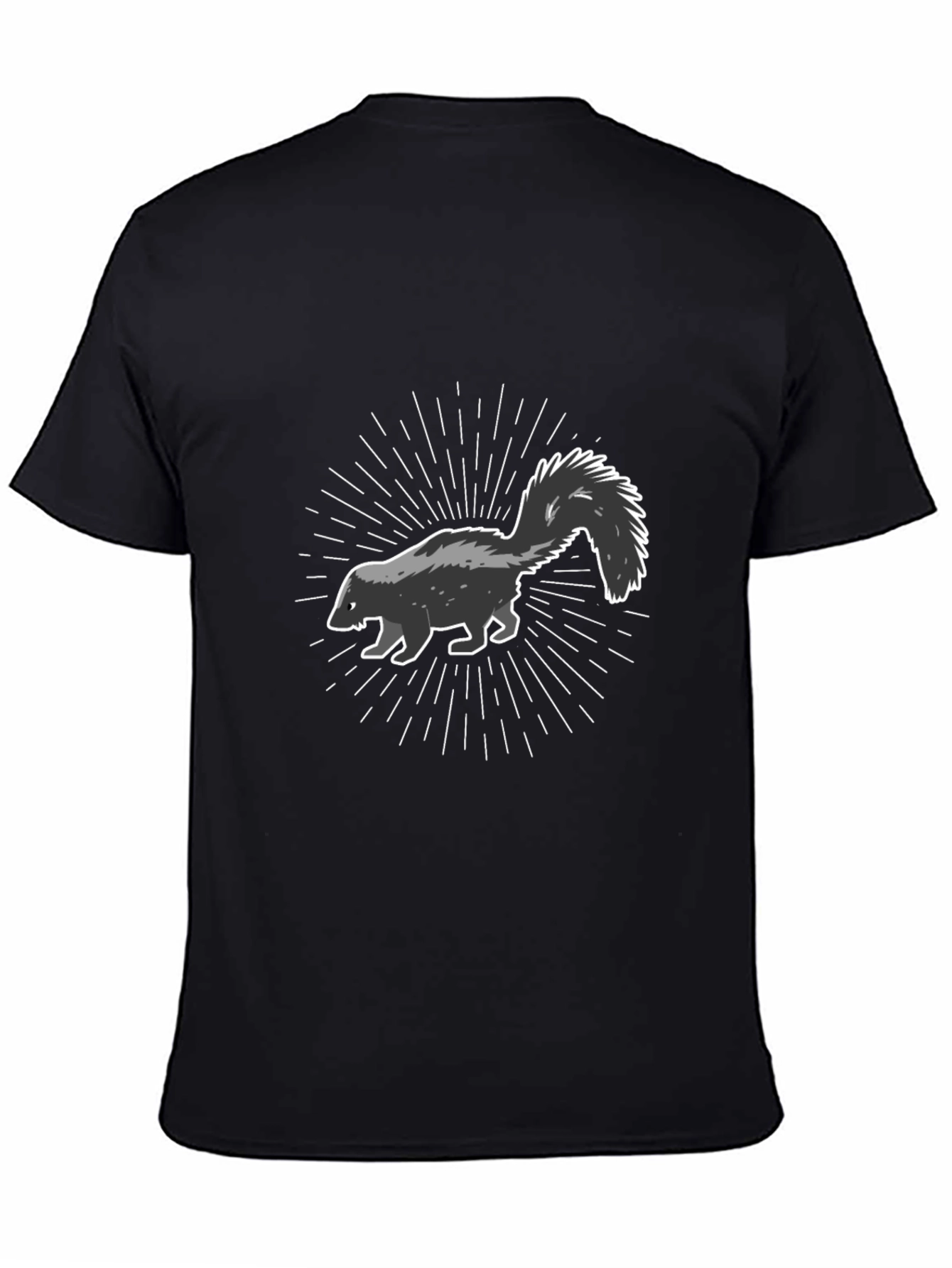 Black Skunk Graphic Black T-Shirt - Men's Casual Tee view 4