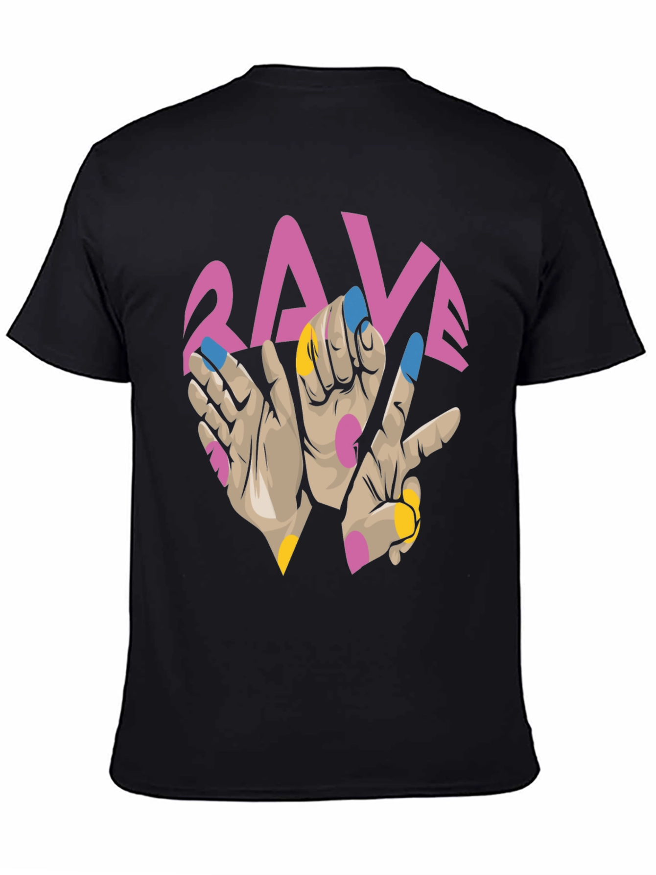 Black Rave Hand Graphic Black T-Shirt view 4