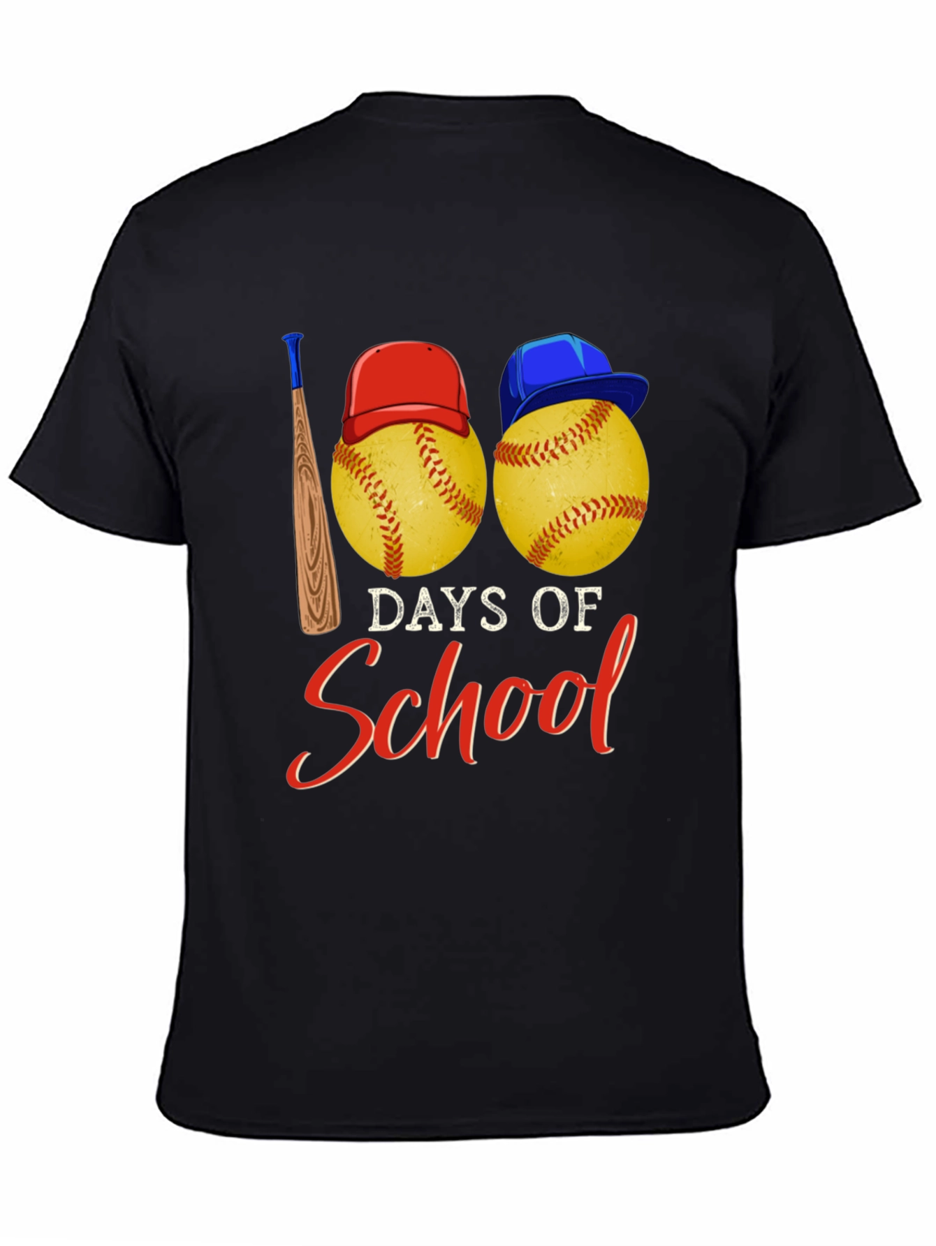 Black 100 Days of School Baseball T-Shirt view 4