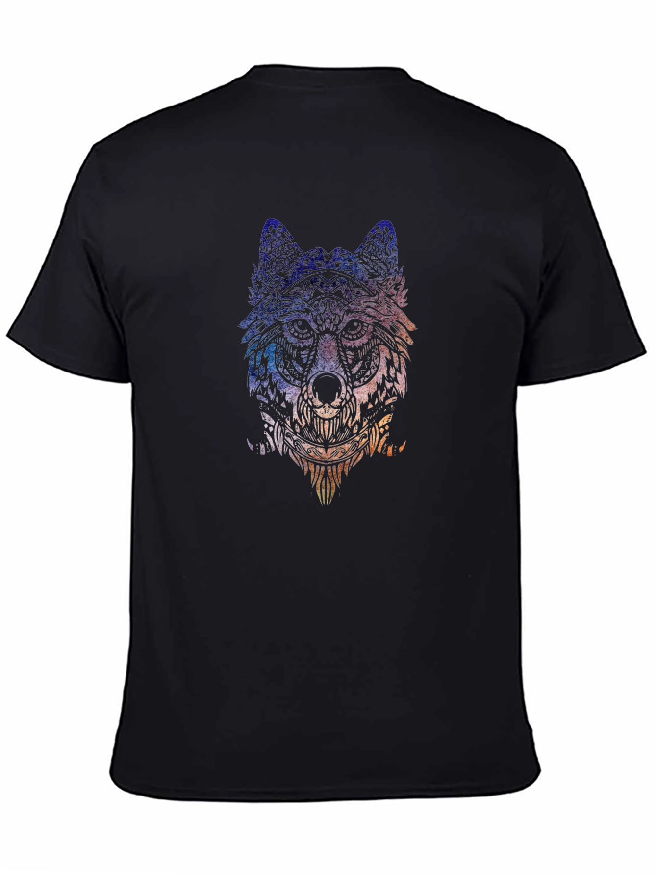 Black Wolf Graphic Tee - Artistic Animal Print T-Shirt view 4