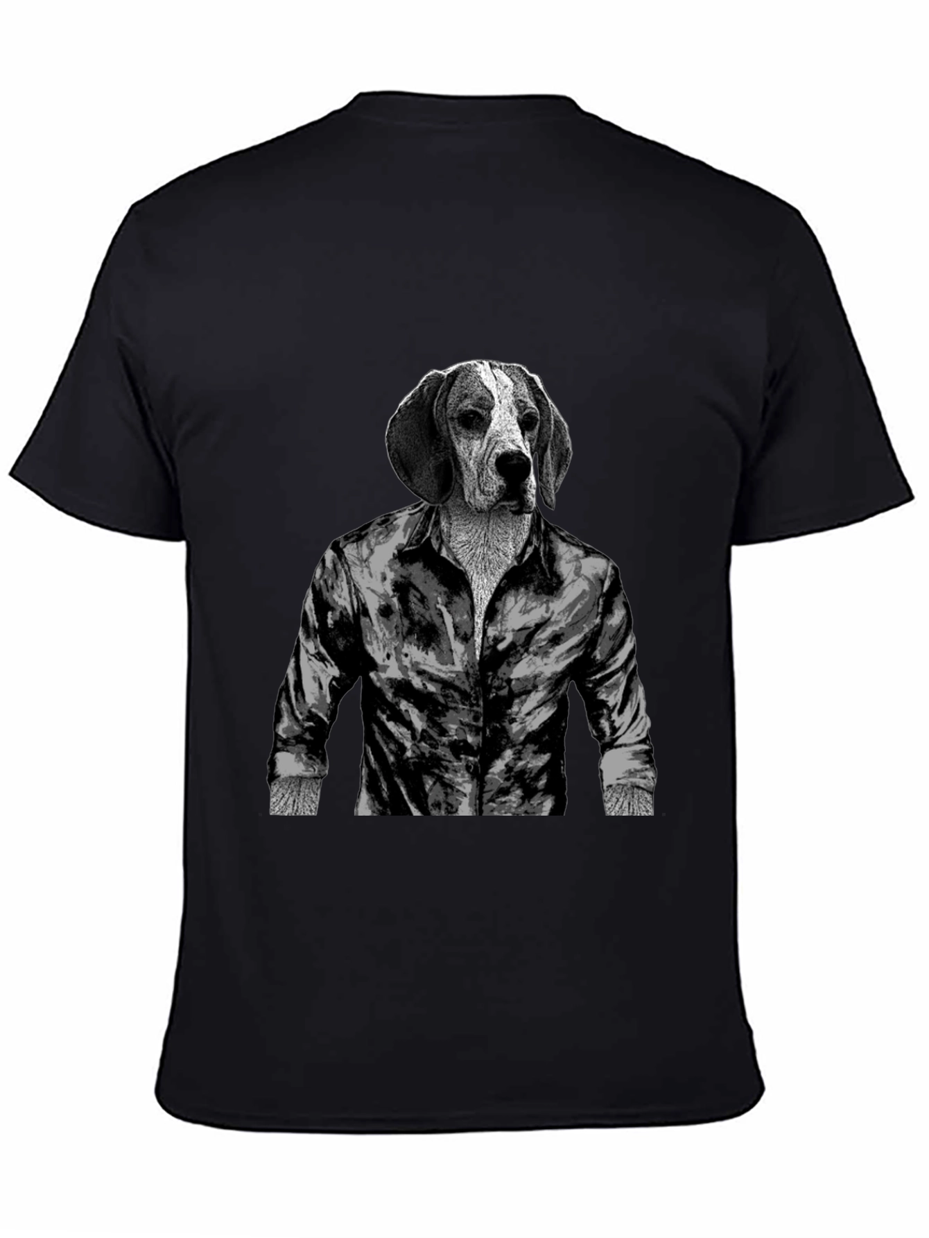 Black Dog-Man T-Shirt: Hound in Button-Down view 4