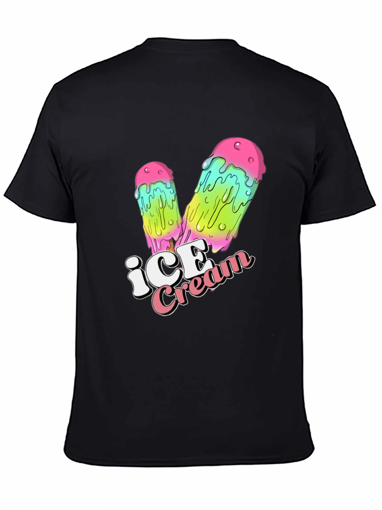 Black Ice Cream Drip Graphic Black T-Shirt view 4