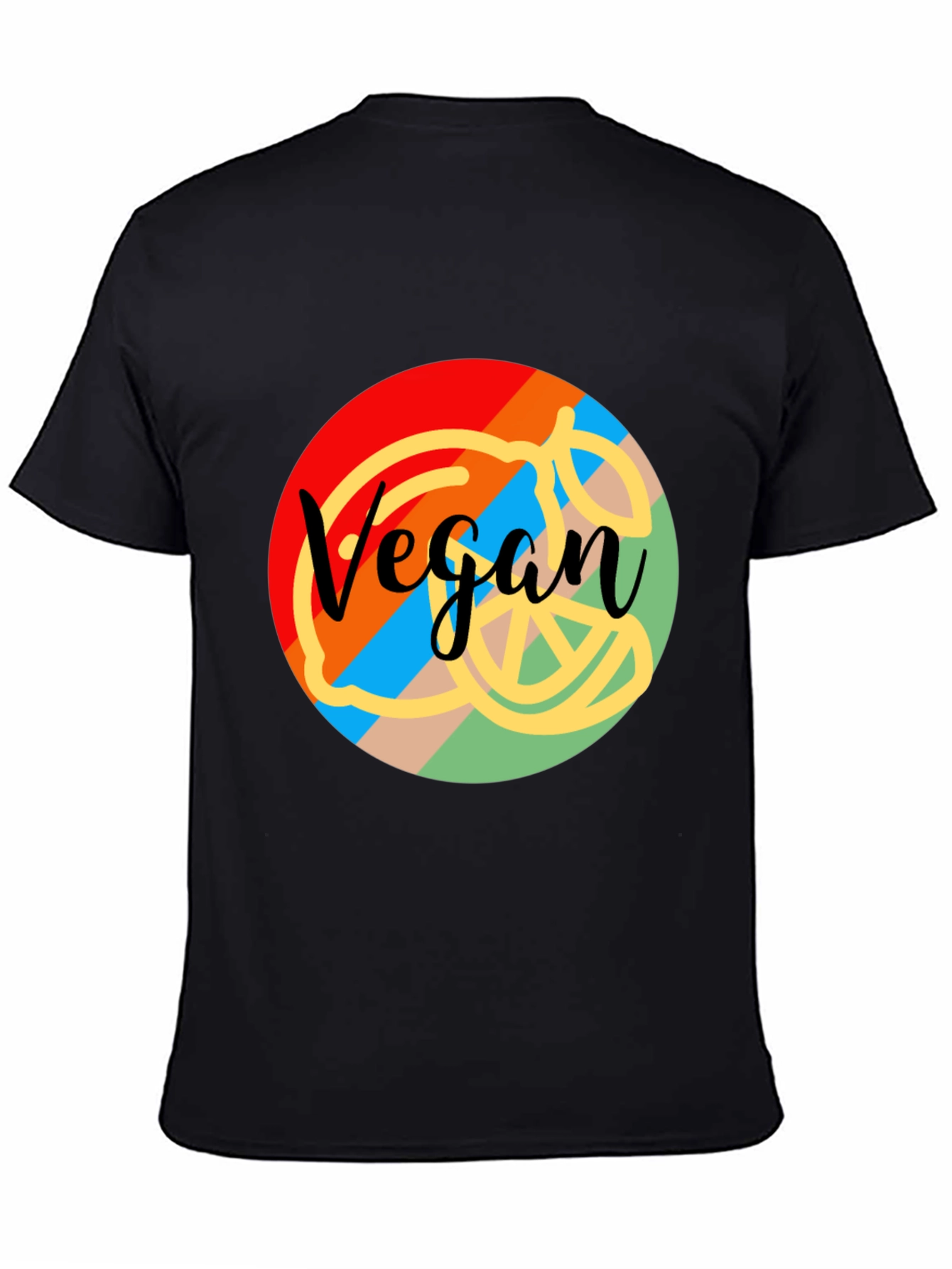 Black Vegan Graphic Tee - Colorful Design view 4