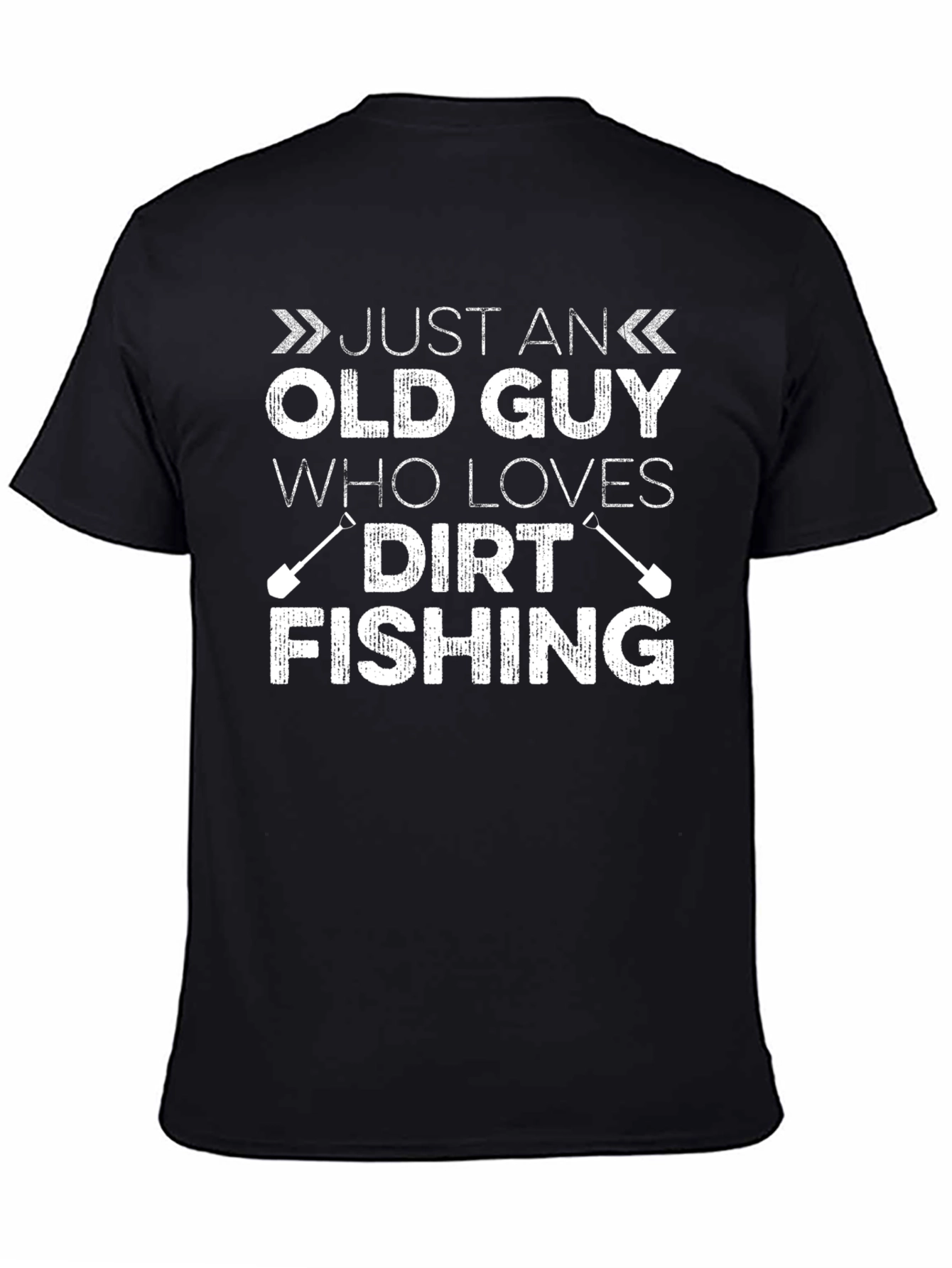 Black Funny Old Guy Dirt Fishing T-Shirt view 4