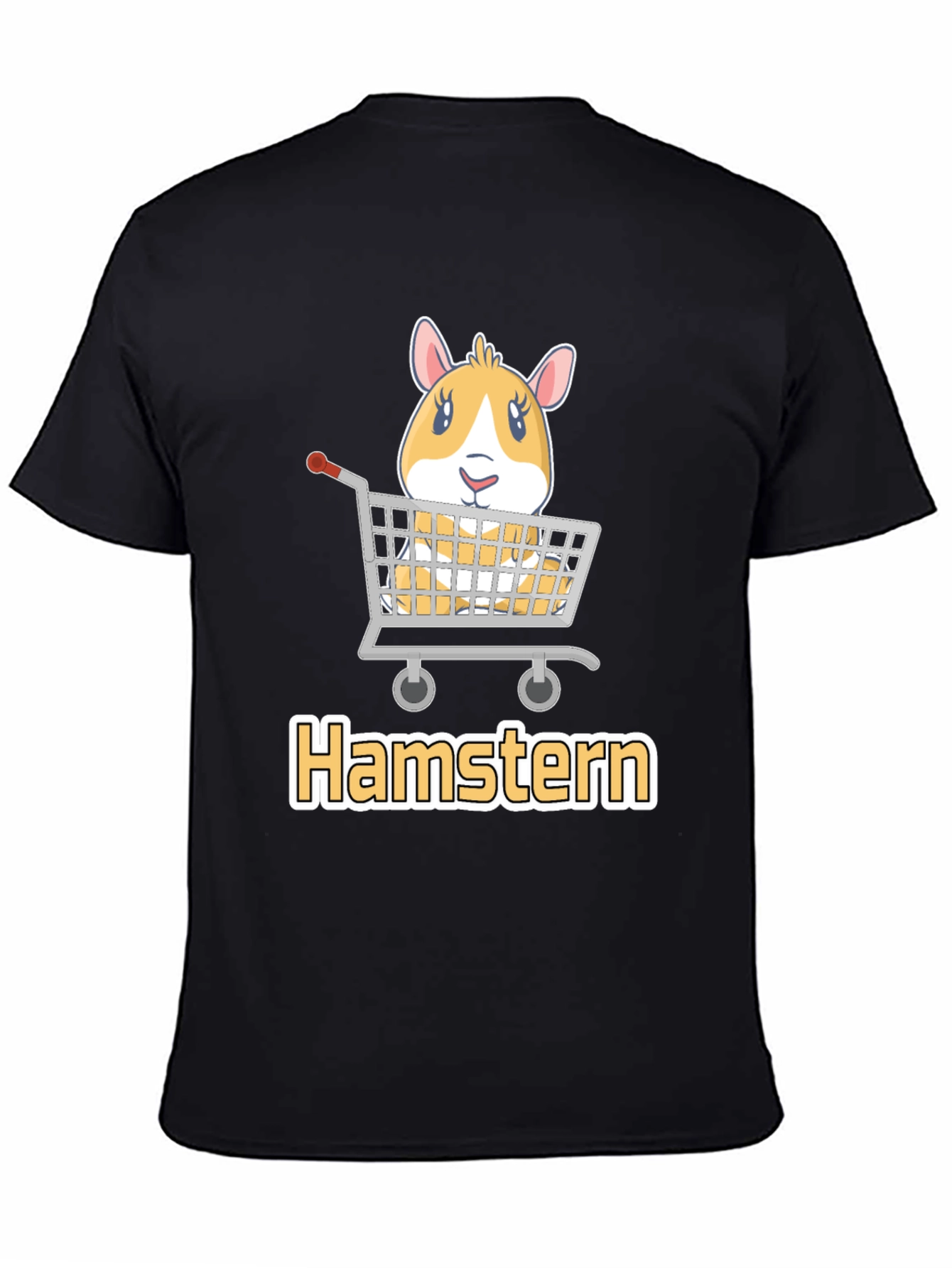 Black Hamstern T-Shirt: Cute Hamster in Shopping Cart Tee view 4