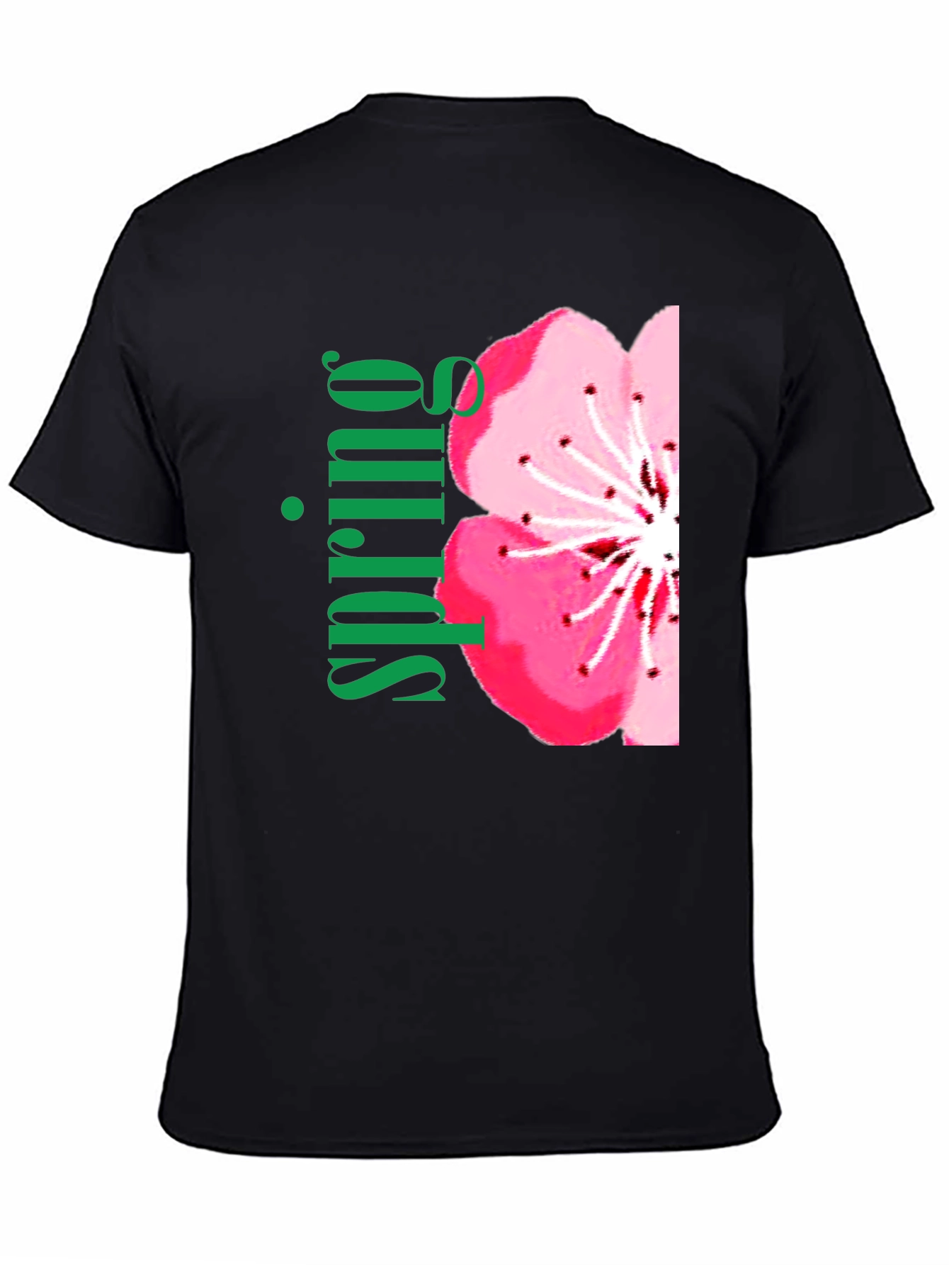Black Spring Blossom Black T-Shirt view 4