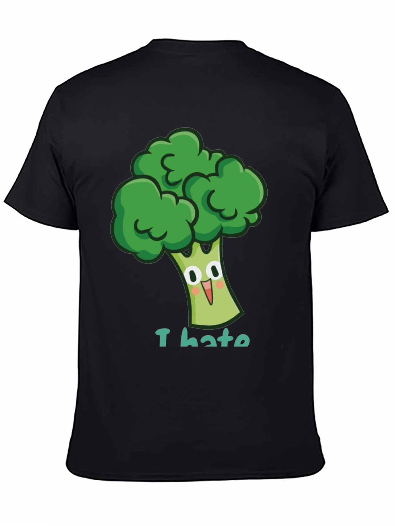 Black I Hate Broccoli T-Shirt - Funny Cartoon Vegetable Tee view 4