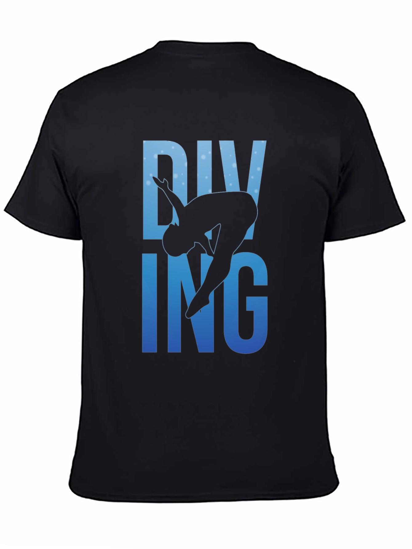 Black Diving Silhouette Graphic Print Black T-Shirt view 4