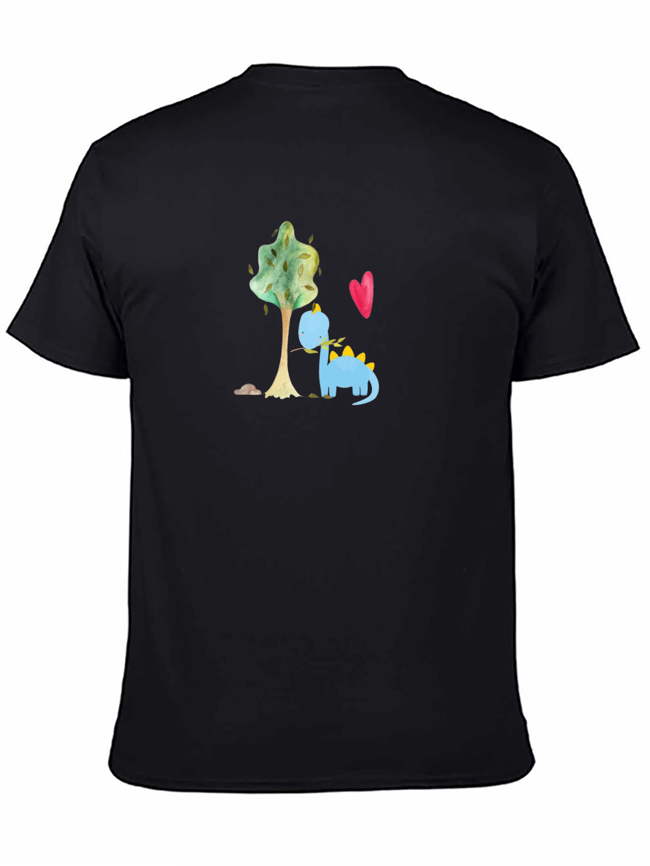 Black Cute Dino Graphic Tee - Black Cotton T-Shirt view 4