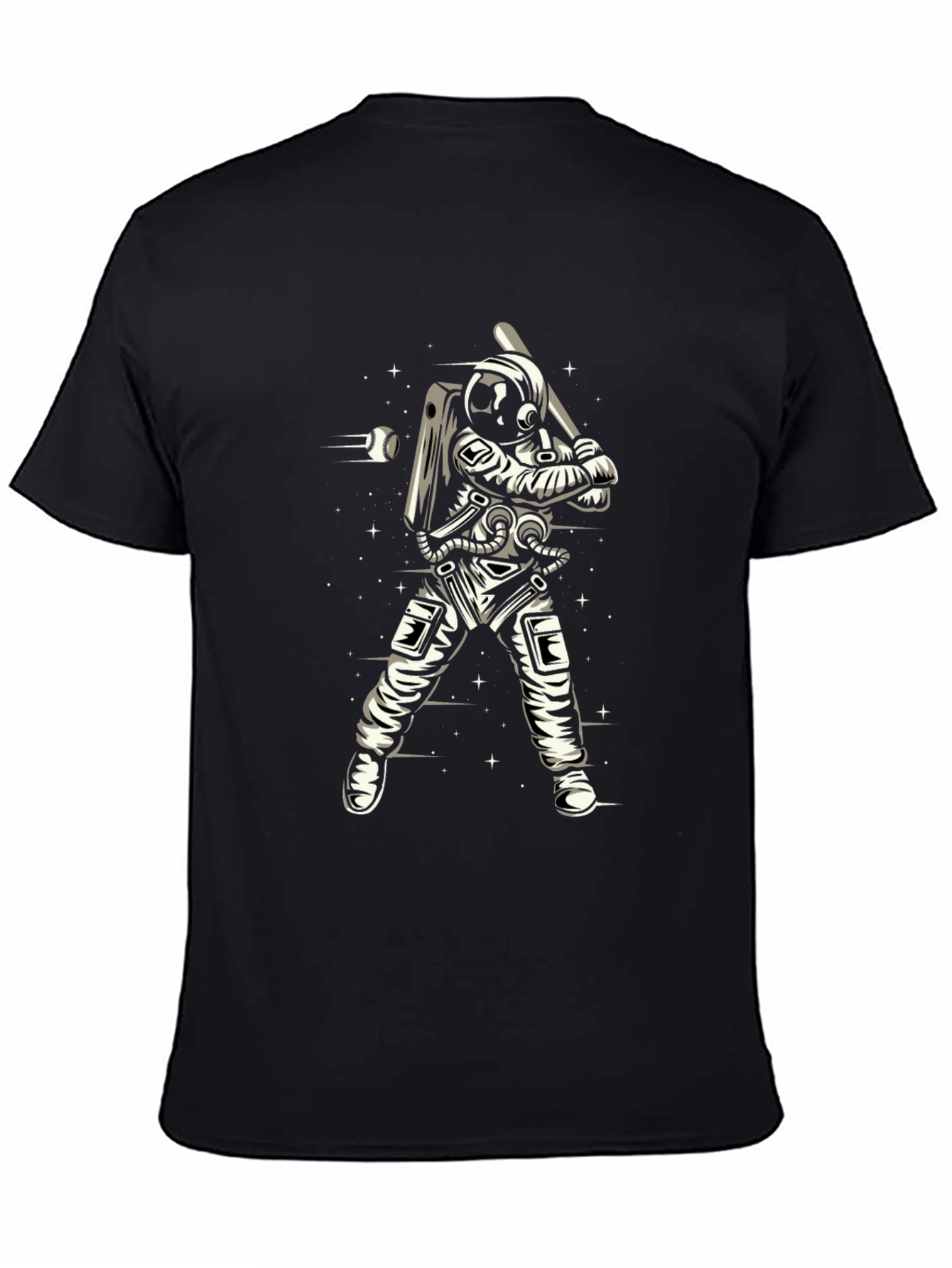 Black Astronaut Baseball T-Shirt - Space Hitter Tee view 4
