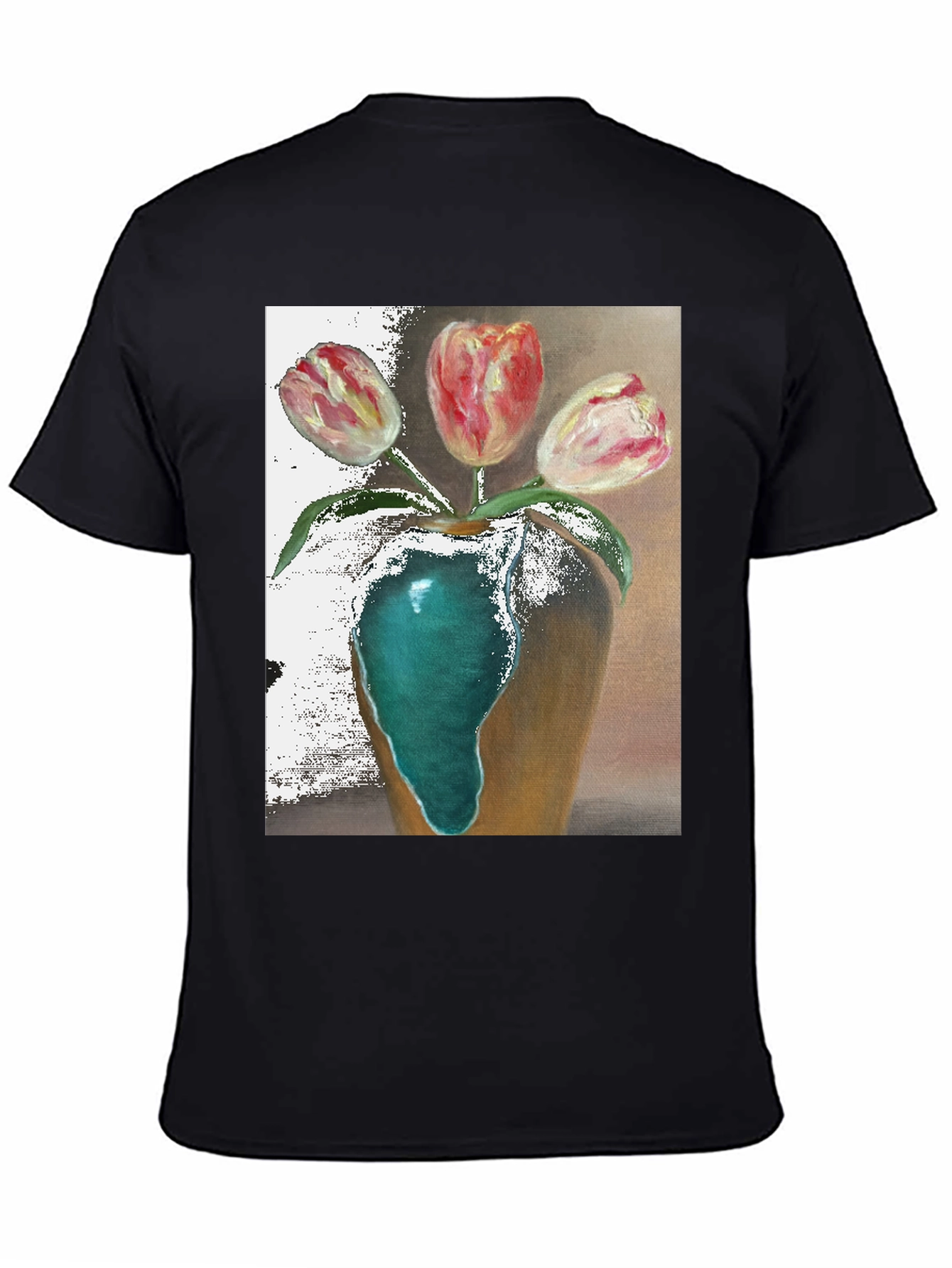 Black Tulip Vase Graphic Tee - Unique Floral Design view 4