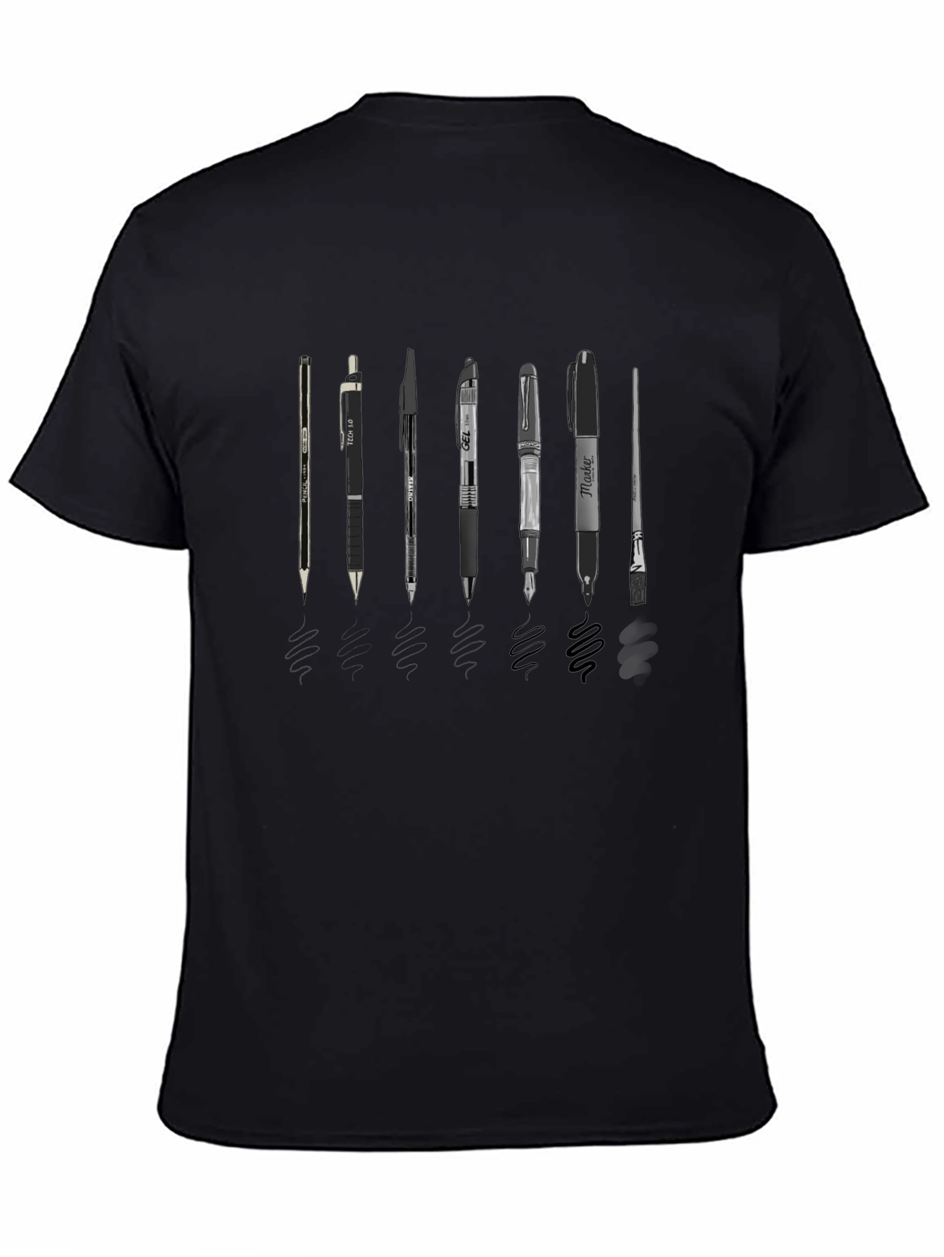 Black Artist's Tools Graphic Tee - Black Cotton Blend Shirt view 4
