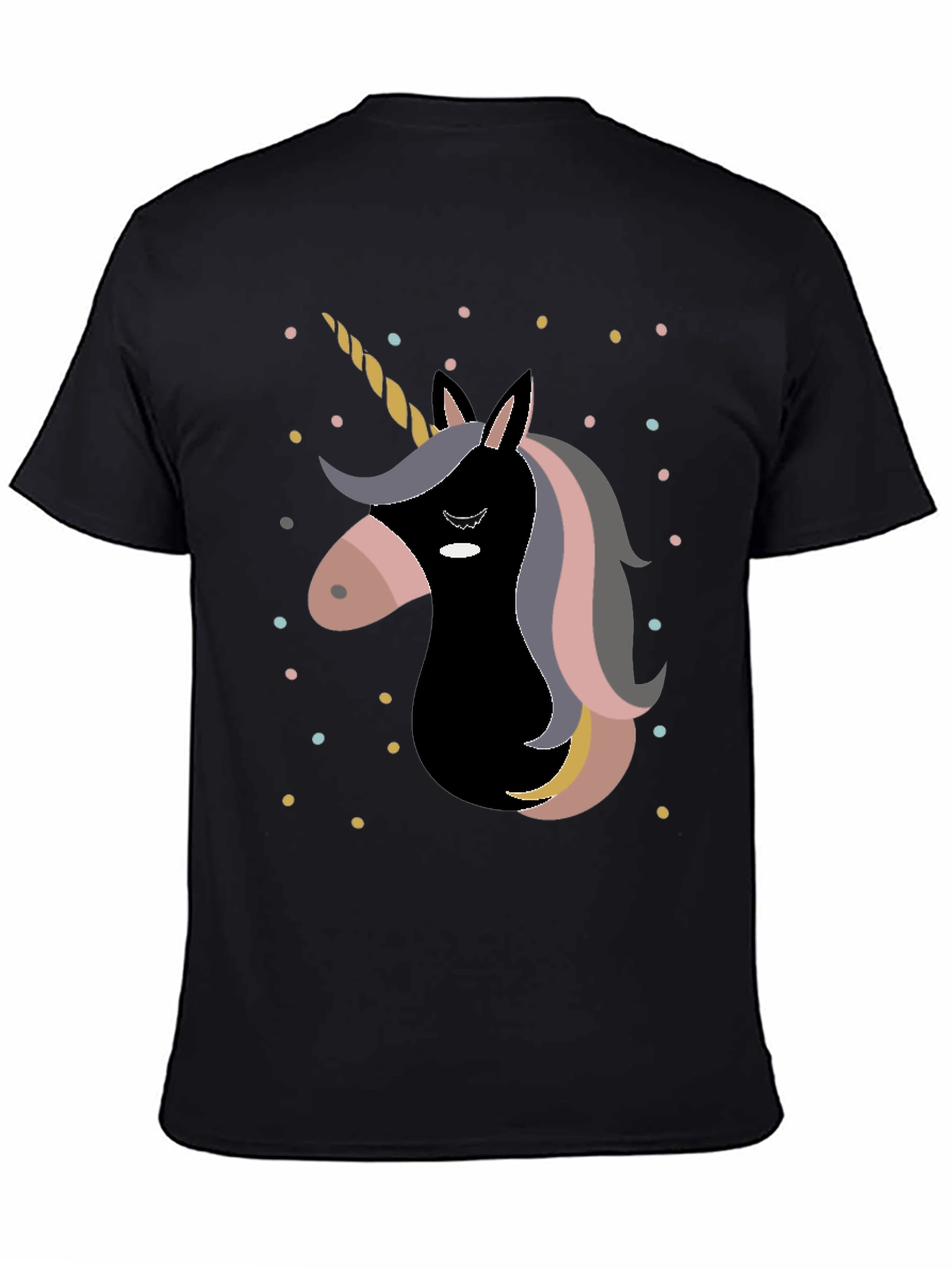 Black Unicorn Graphic Print Black T-Shirt view 4