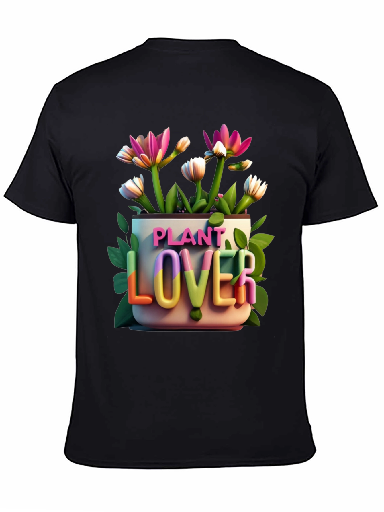 Black Plant Lover Graphic Tee - Black Cotton T-Shirt view 4