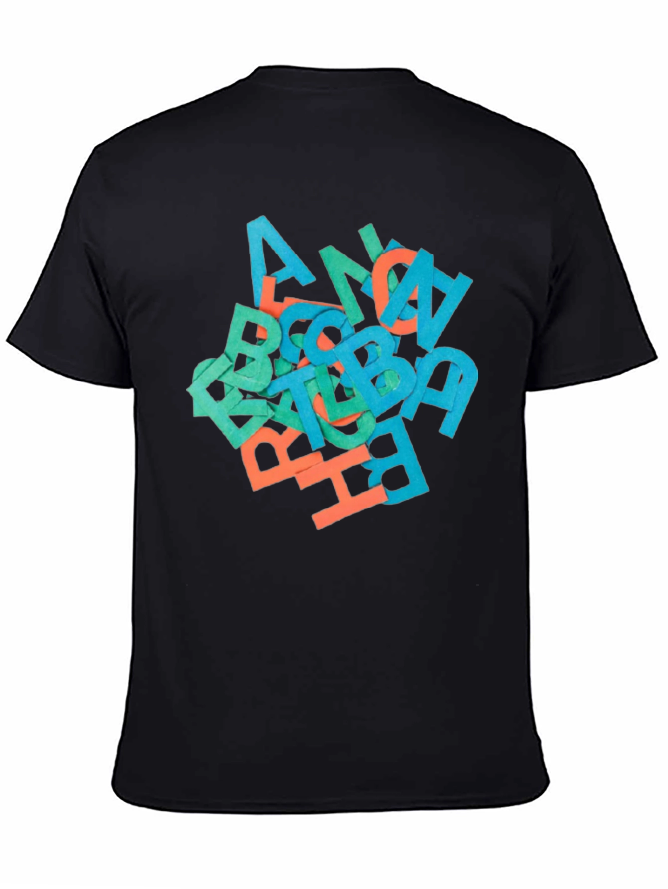 Black Abstract Letter Graphic Black T-Shirt view 4