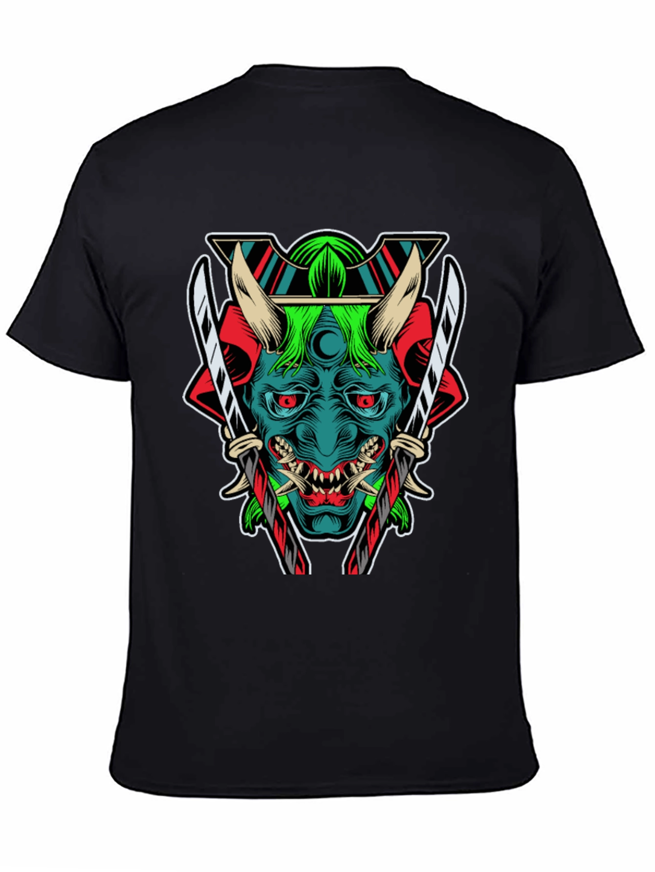 Black Samurai Demon Graphic Print T-Shirt view 4