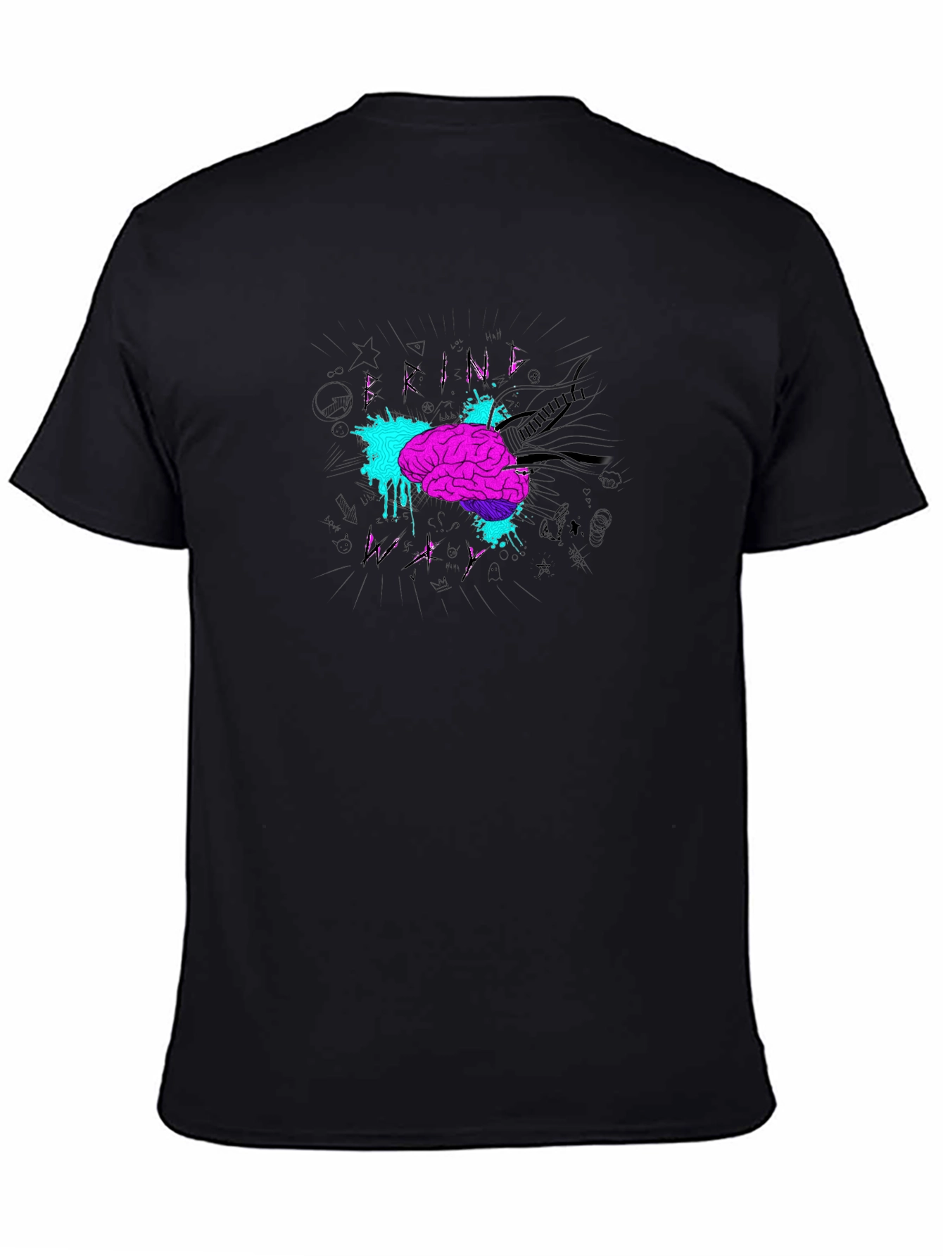 Black Brain Power Graphic Tee - Stylish Black T-Shirt view 4