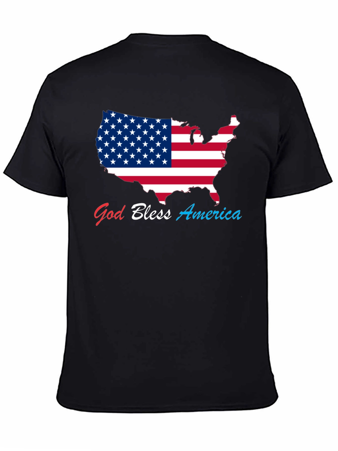 Black God Bless America USA Flag Patriotic T-Shirt view 4