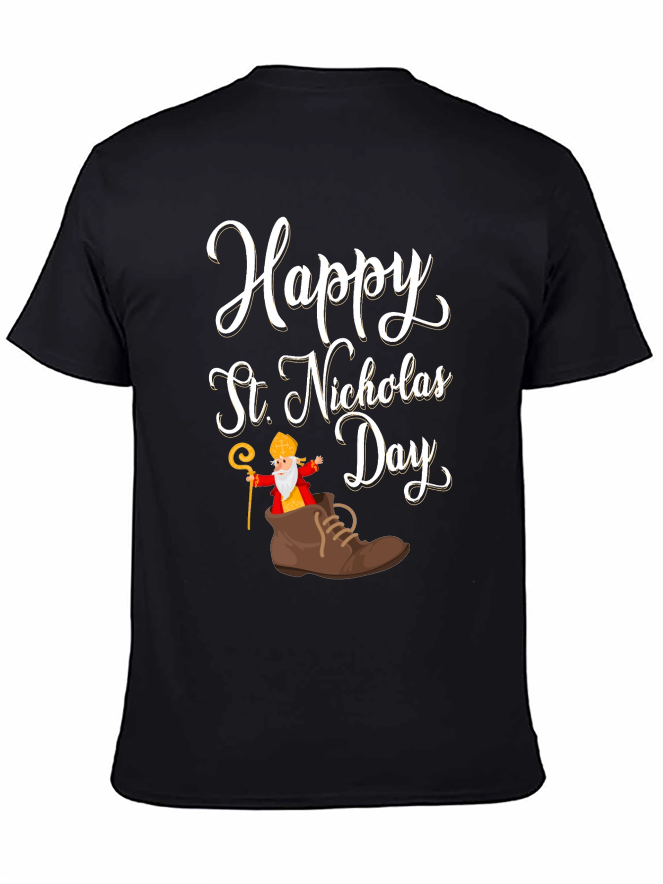 Black Happy St. Nicholas Day T-Shirt view 4