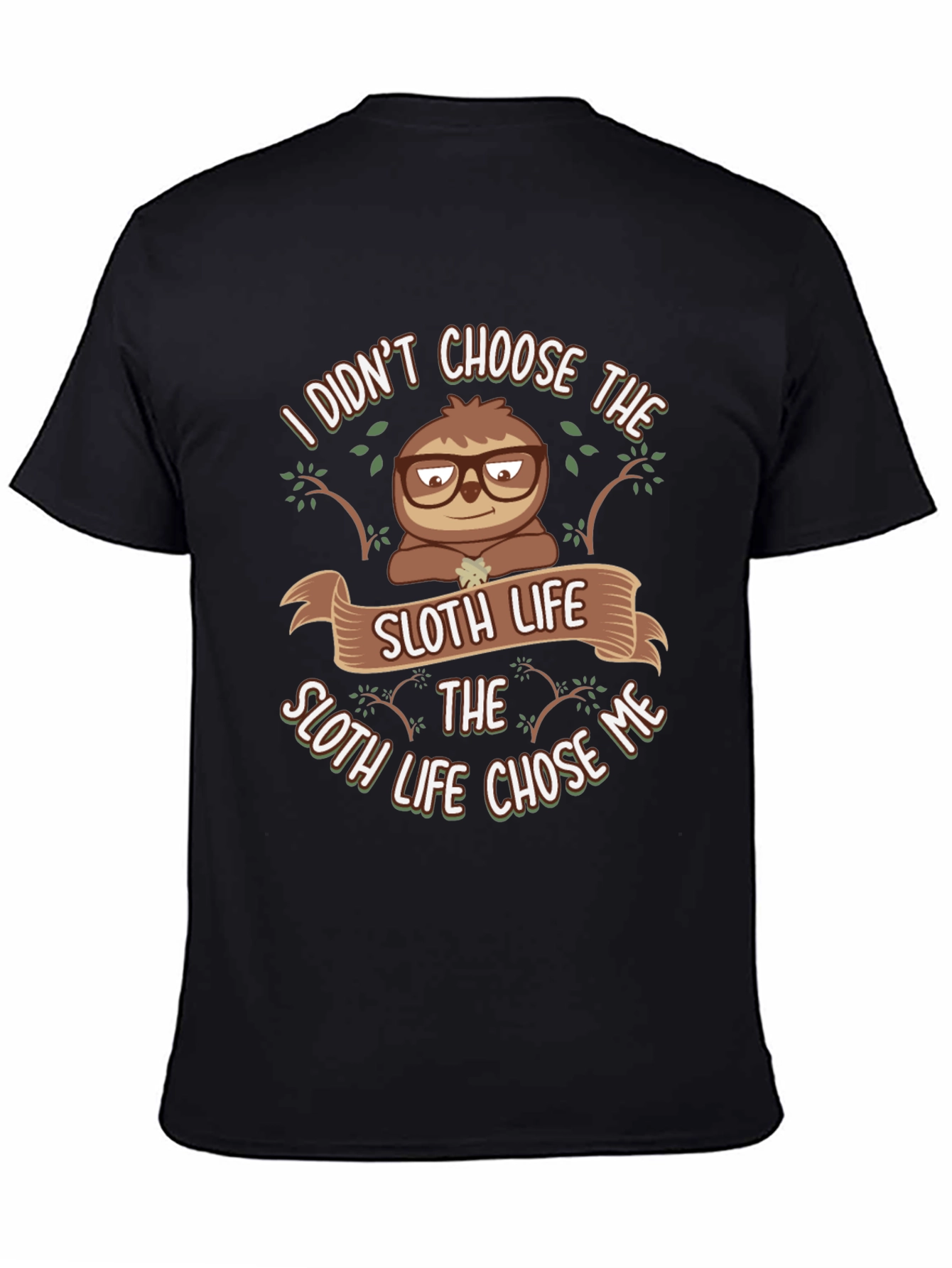 Black Sloth Life Graphic Tee - Funny Animal Lover T-Shirt view 4