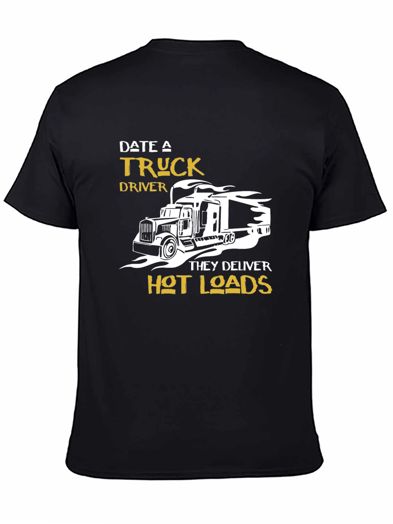 Black Date a Truck Driver Graphic T-Shirt - Black view 4