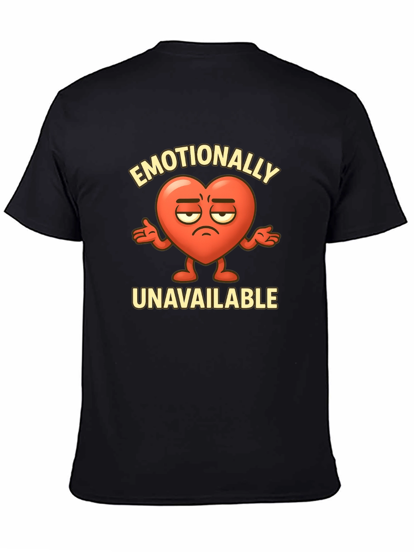 Black Emotionally Unavailable Heart Graphic T-Shirt view 4