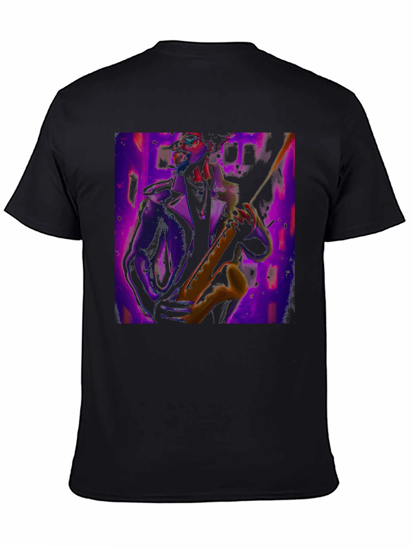 Black Jazz Saxophone Player Graphic Tee view 4