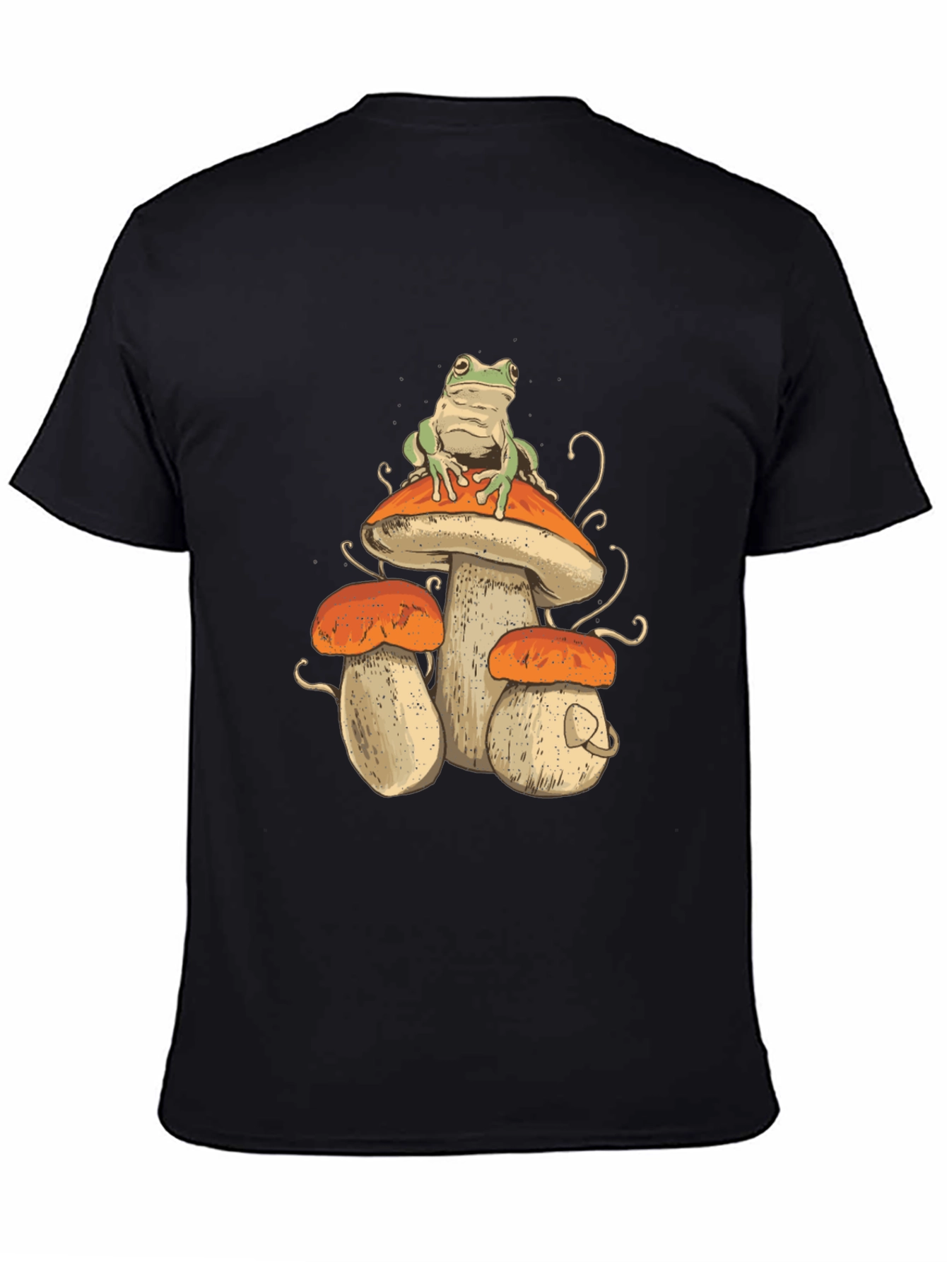 Black Frog on Mushroom T-Shirt - Unique Graphic Tee view 4