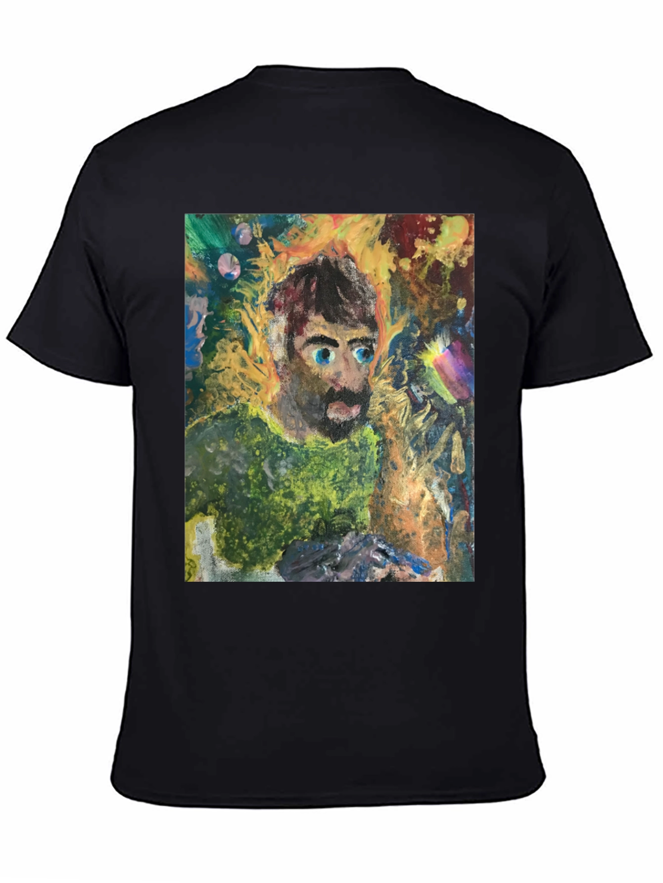 Black Abstract Portrait Graphic Tee - Unique Art Shirt view 4