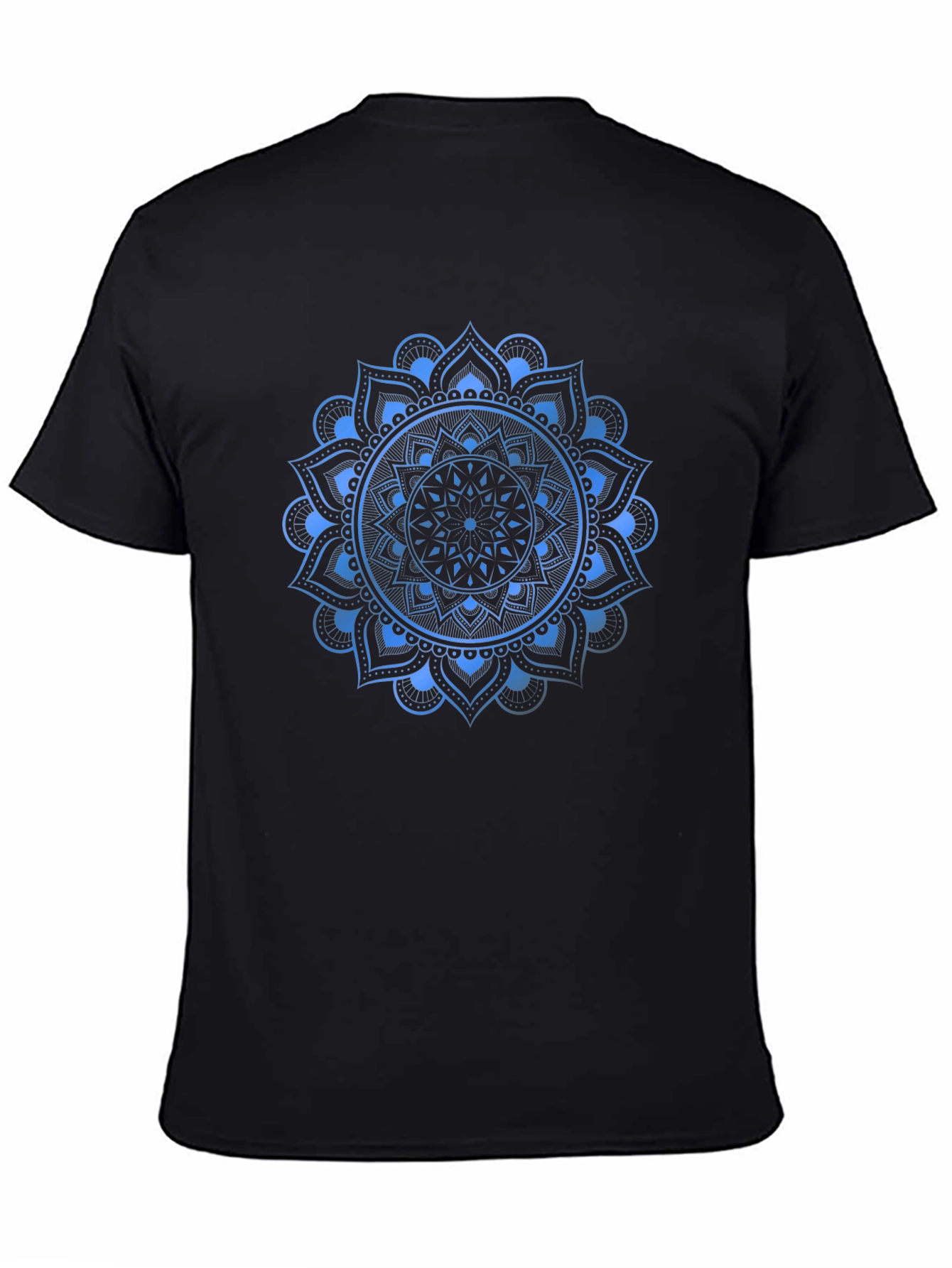 Black Blue Mandala Graphic Print Black T-Shirt view 4