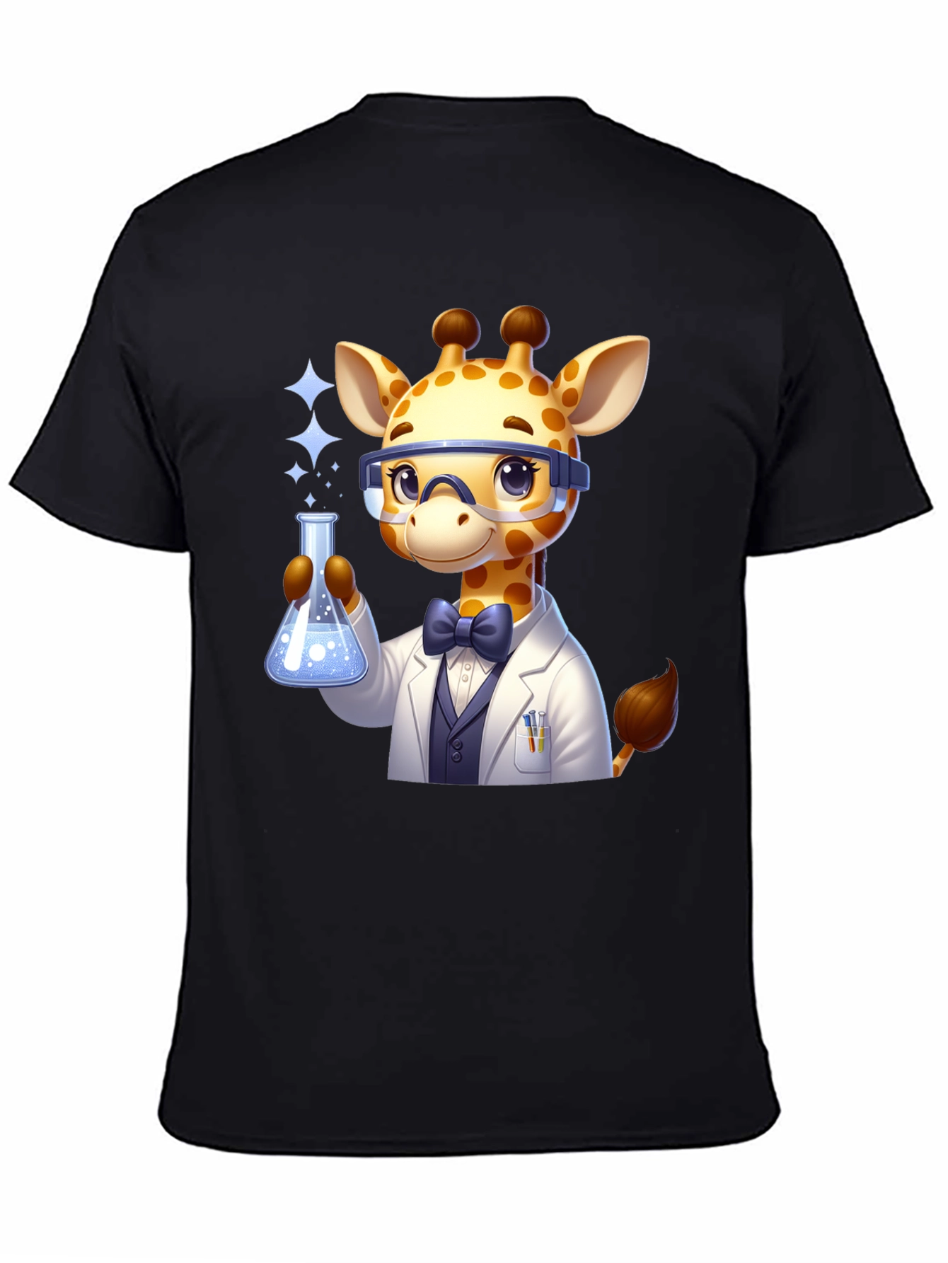 Black Giraffe Scientist Graphic Tee - Black view 4