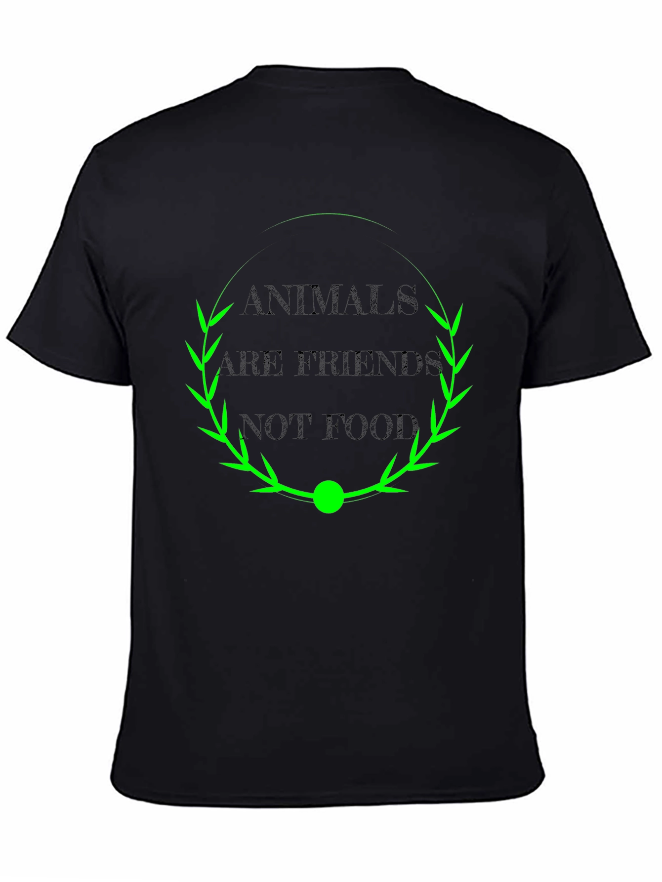 Black Vegan T-Shirt: Animals Are Friends Not Food Tee view 4