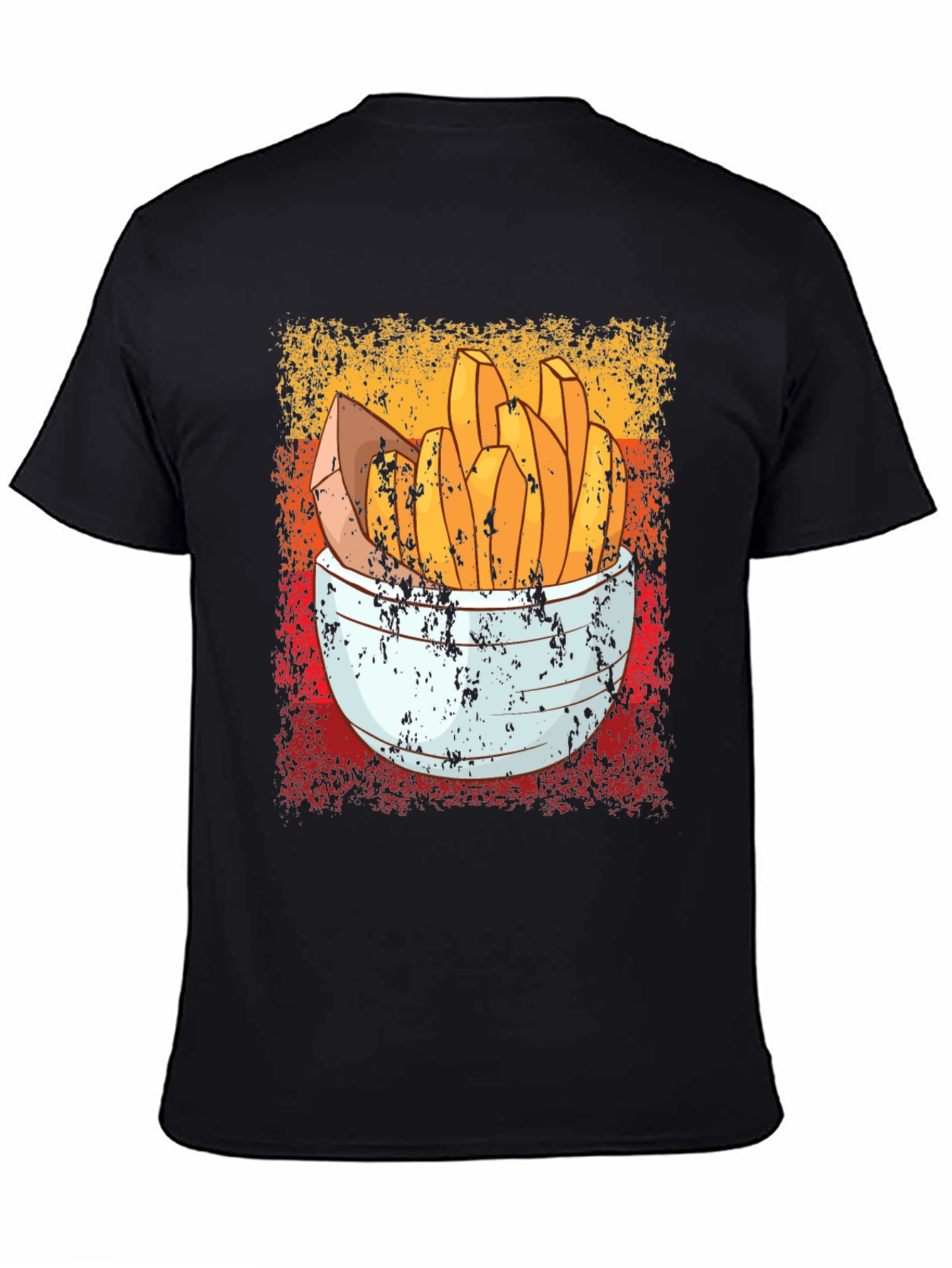 Black Retro French Fries T-Shirt - Vintage Style Food Tee view 4