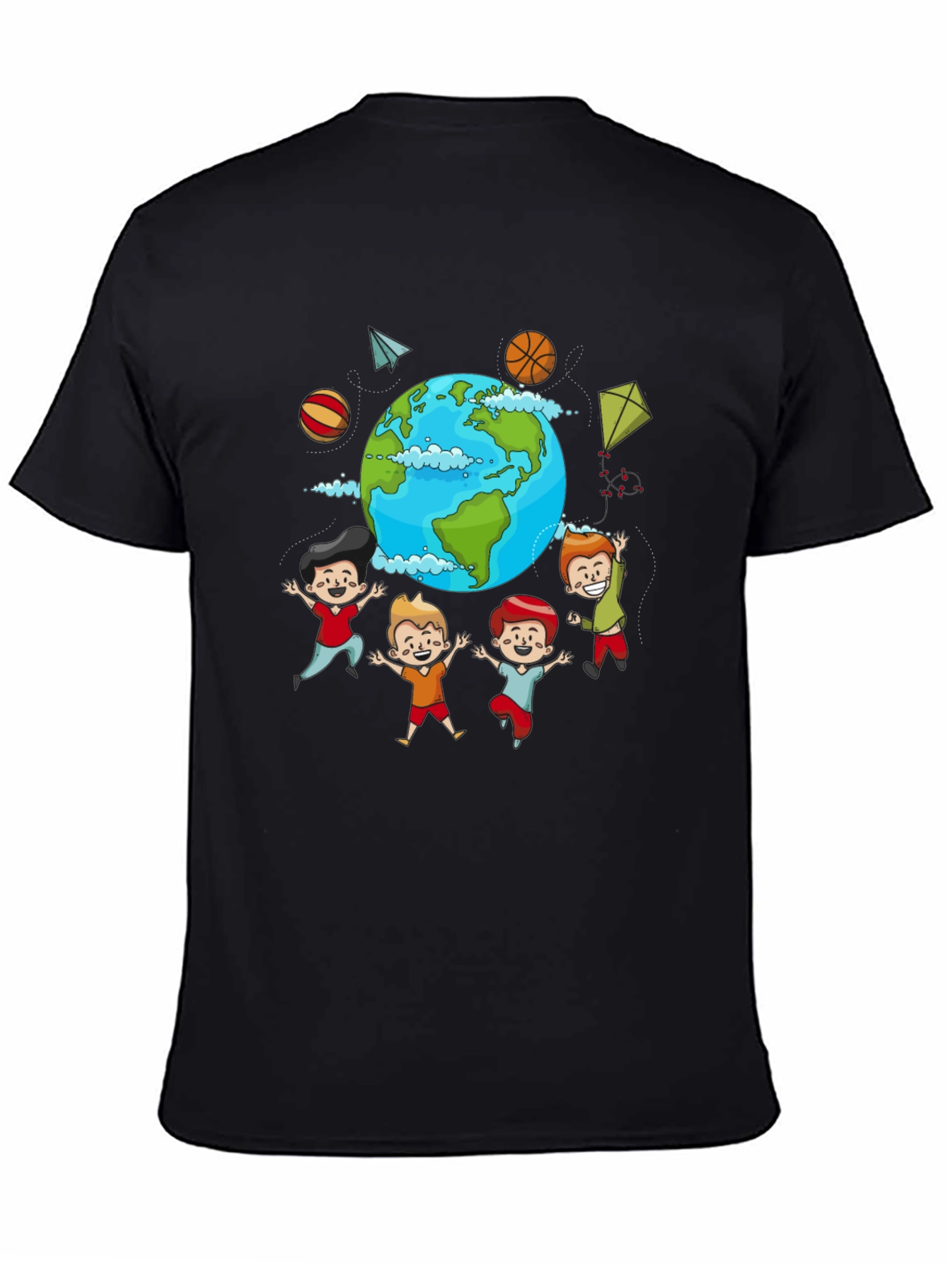 Black Global Kids Graphic T-Shirt - World Friendship Tee view 4