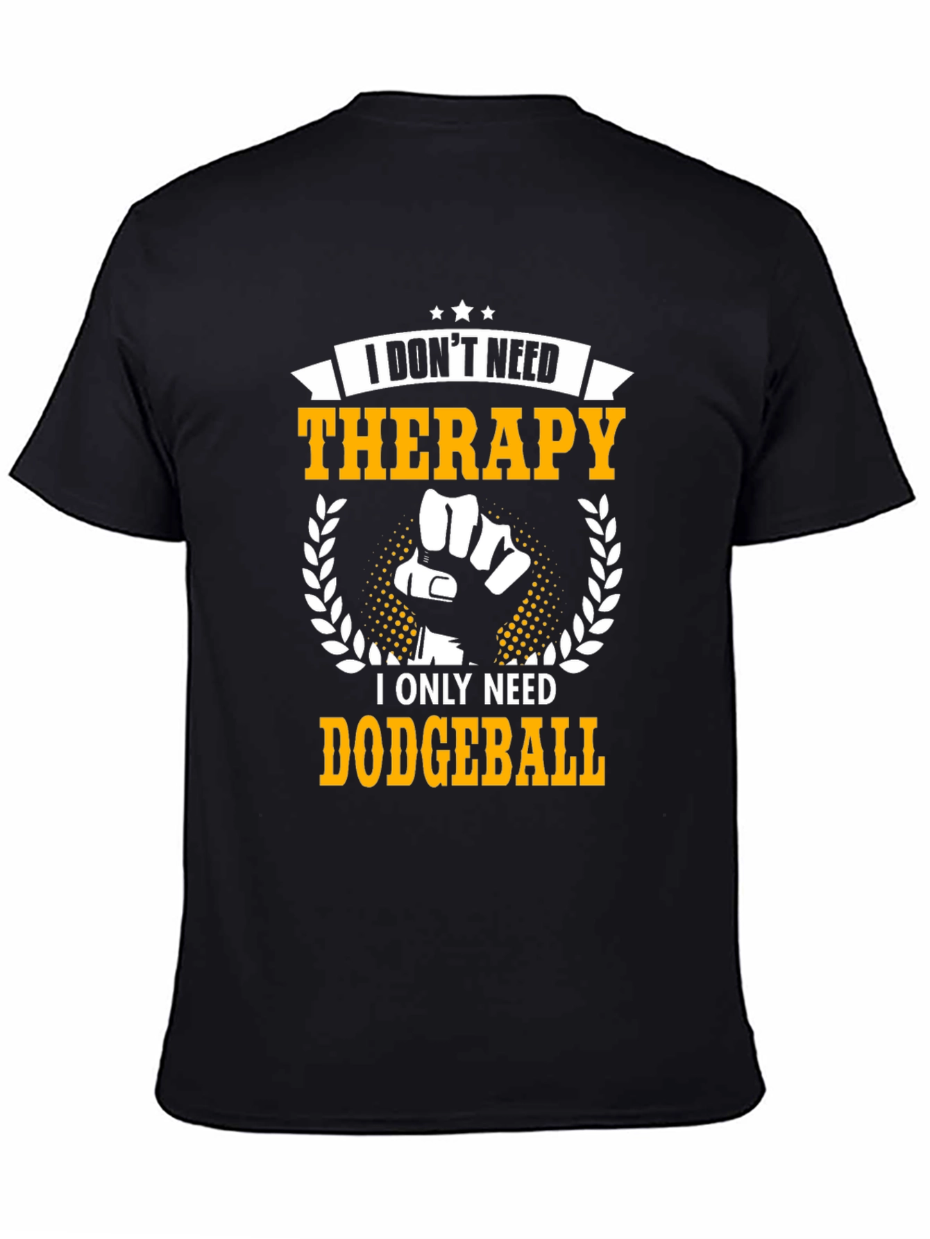 Black Dodgeball Therapy T-Shirt - Funny Sport Tee view 4