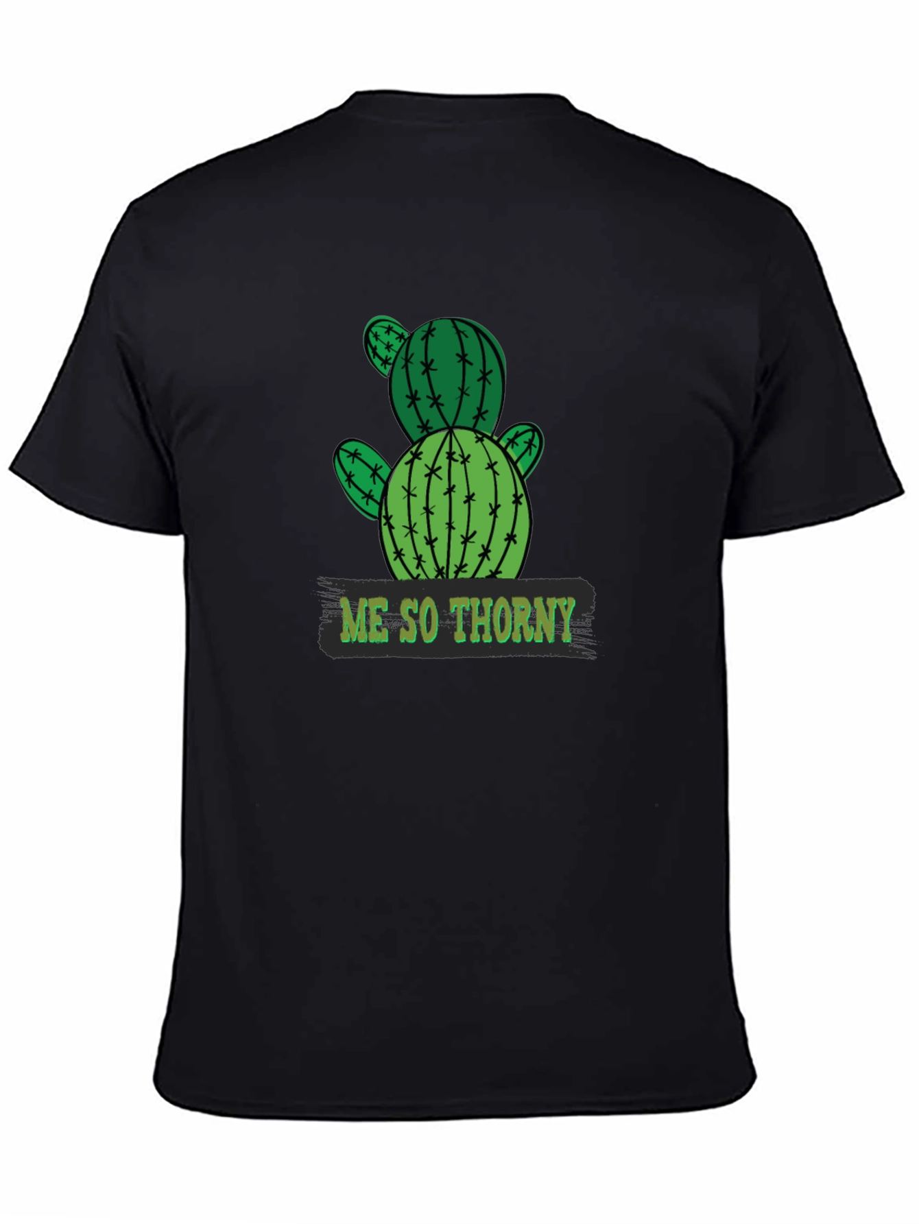 Black Me So Thorny Cactus Graphic Tee - Black Cotton T-Shirt view 4