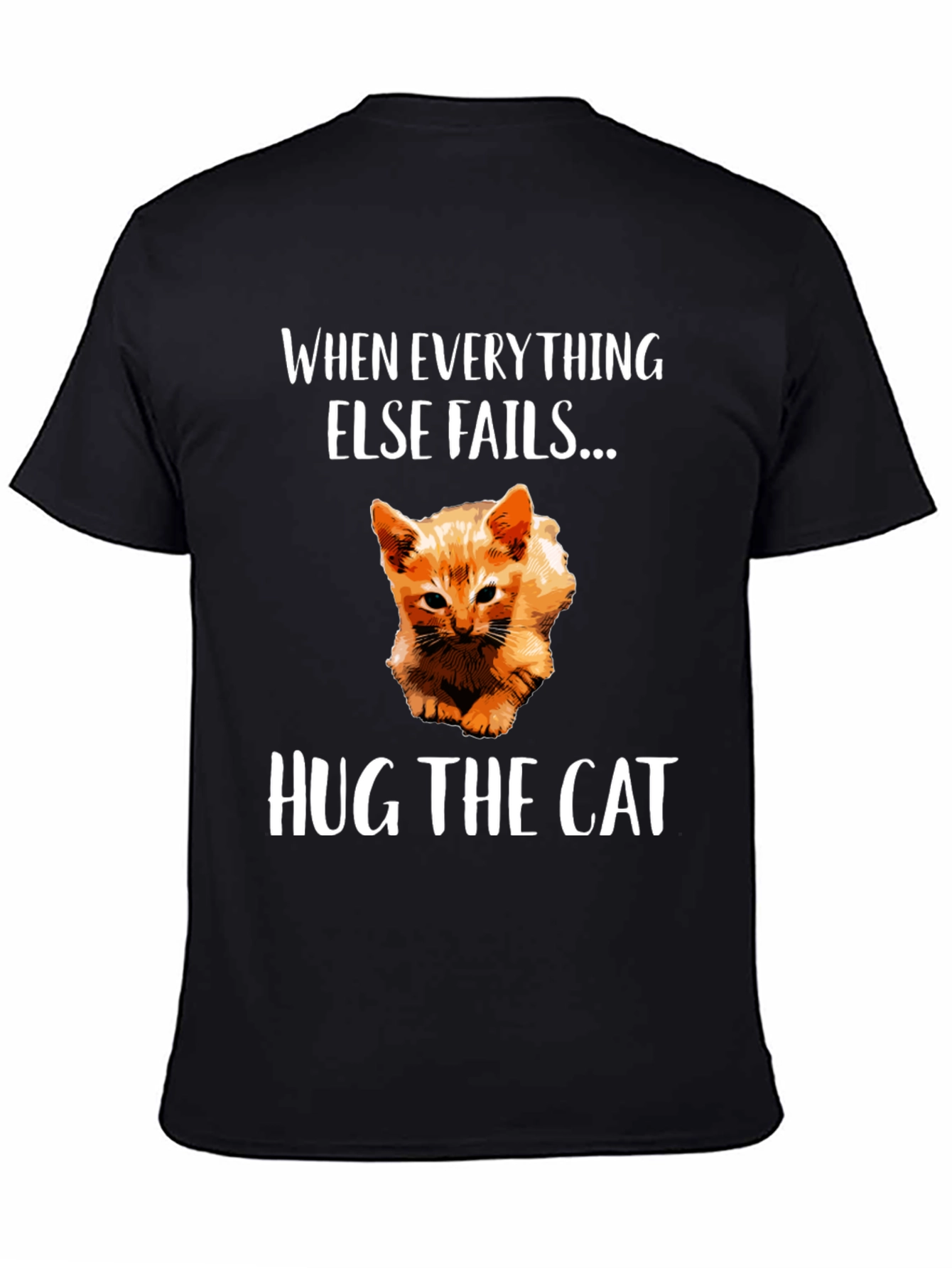 Black Hug The Cat T-Shirt Funny Graphic Tee view 4