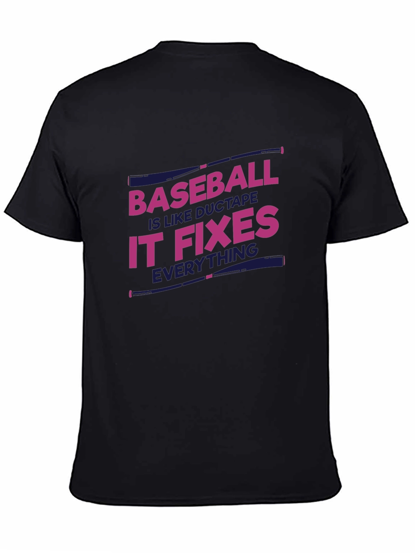 Black Baseball Fixes Everything T-Shirt - Black view 4