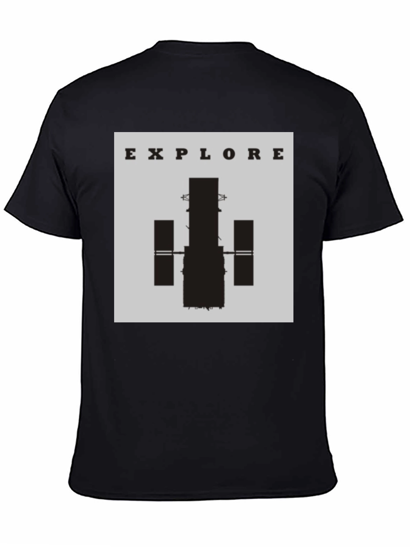 Black Explore Space T-Shirt - Black Cotton Graphic Tee view 4