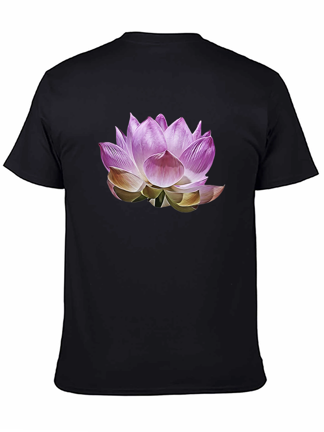 Black Lotus Flower Graphic Black T-Shirt view 4