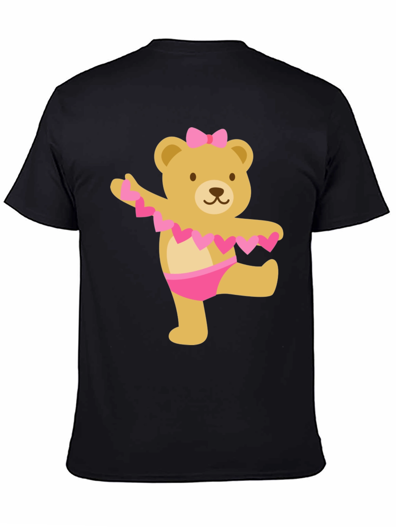 Black Cute Bear Ballet Dancer Black T-Shirt view 4