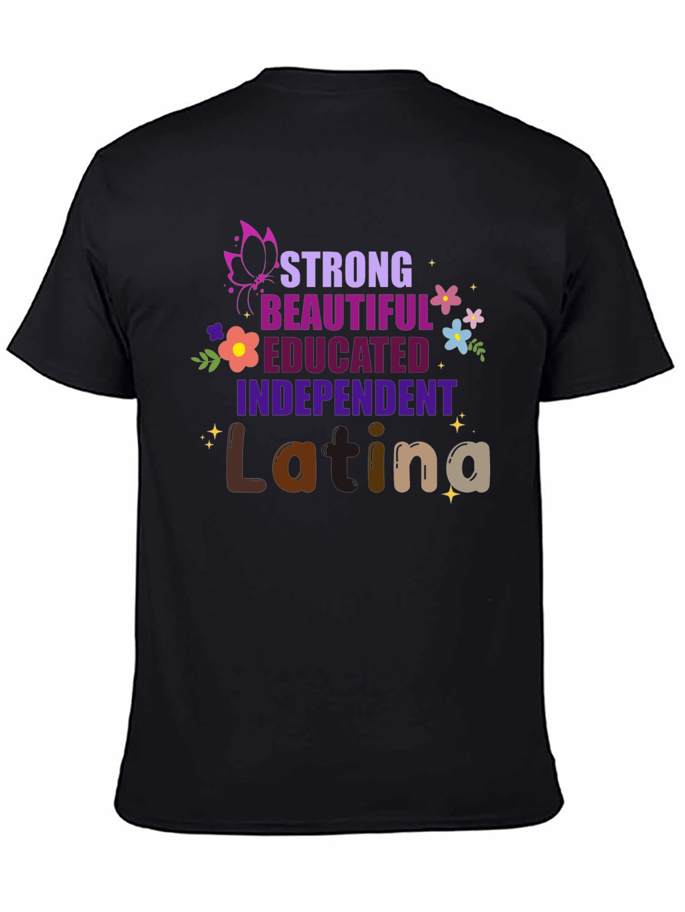 Black Strong Latina Graphic Tee - Empowerment Shirt view 4