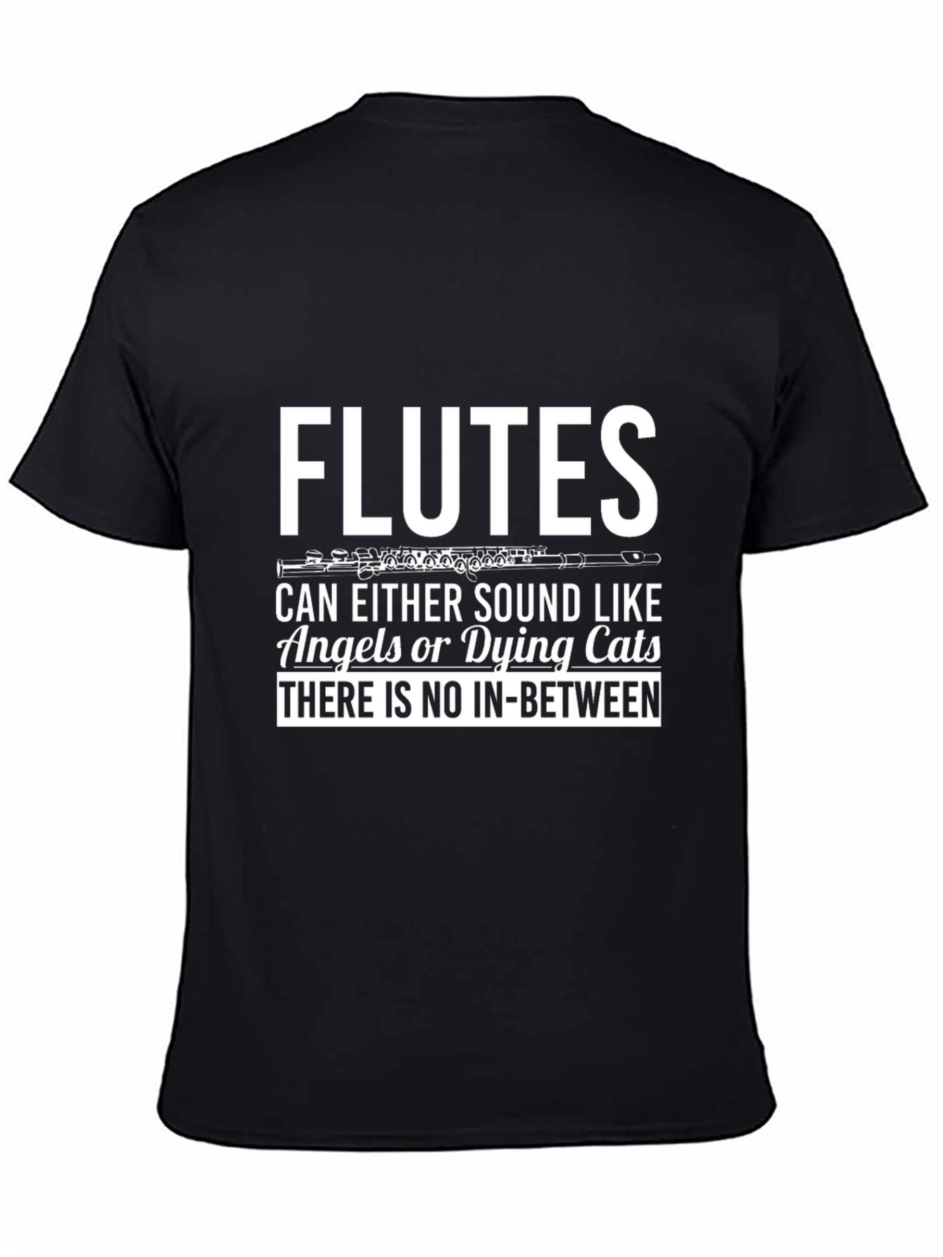 Black Flute Lover's Tee: Angels or Dying Cats Music Humor view 4