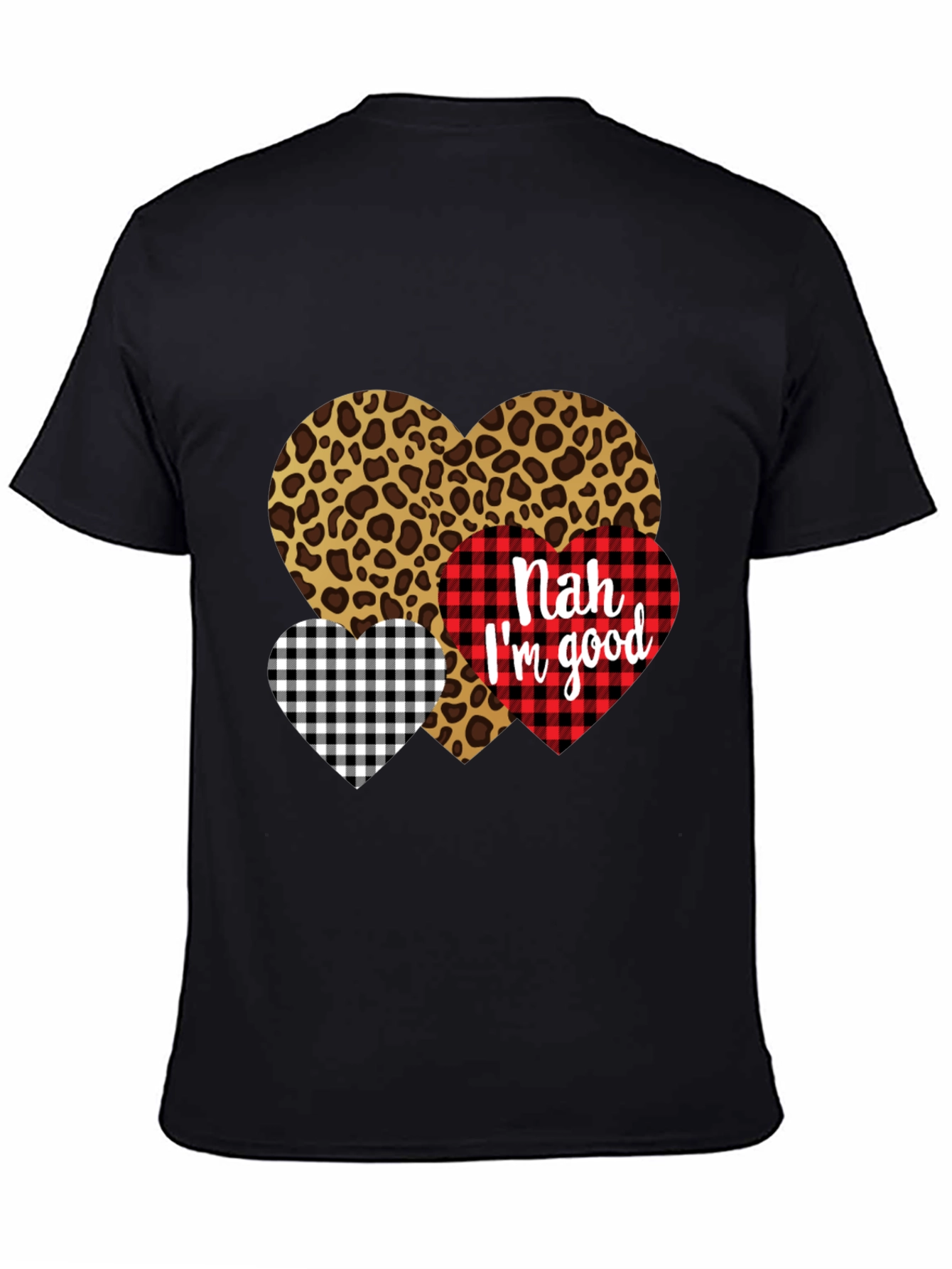 Black Nah I'm Good Heart Print Black T-Shirt view 4