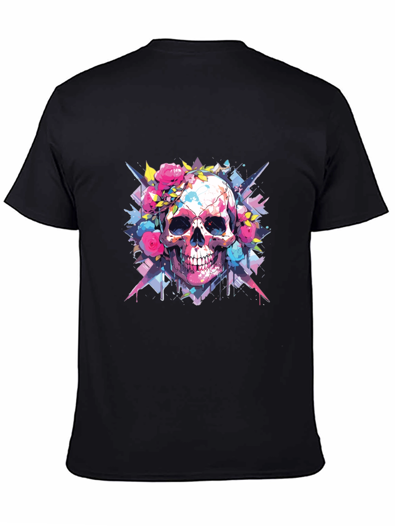 Black Skull & Roses Graphic Tee view 4