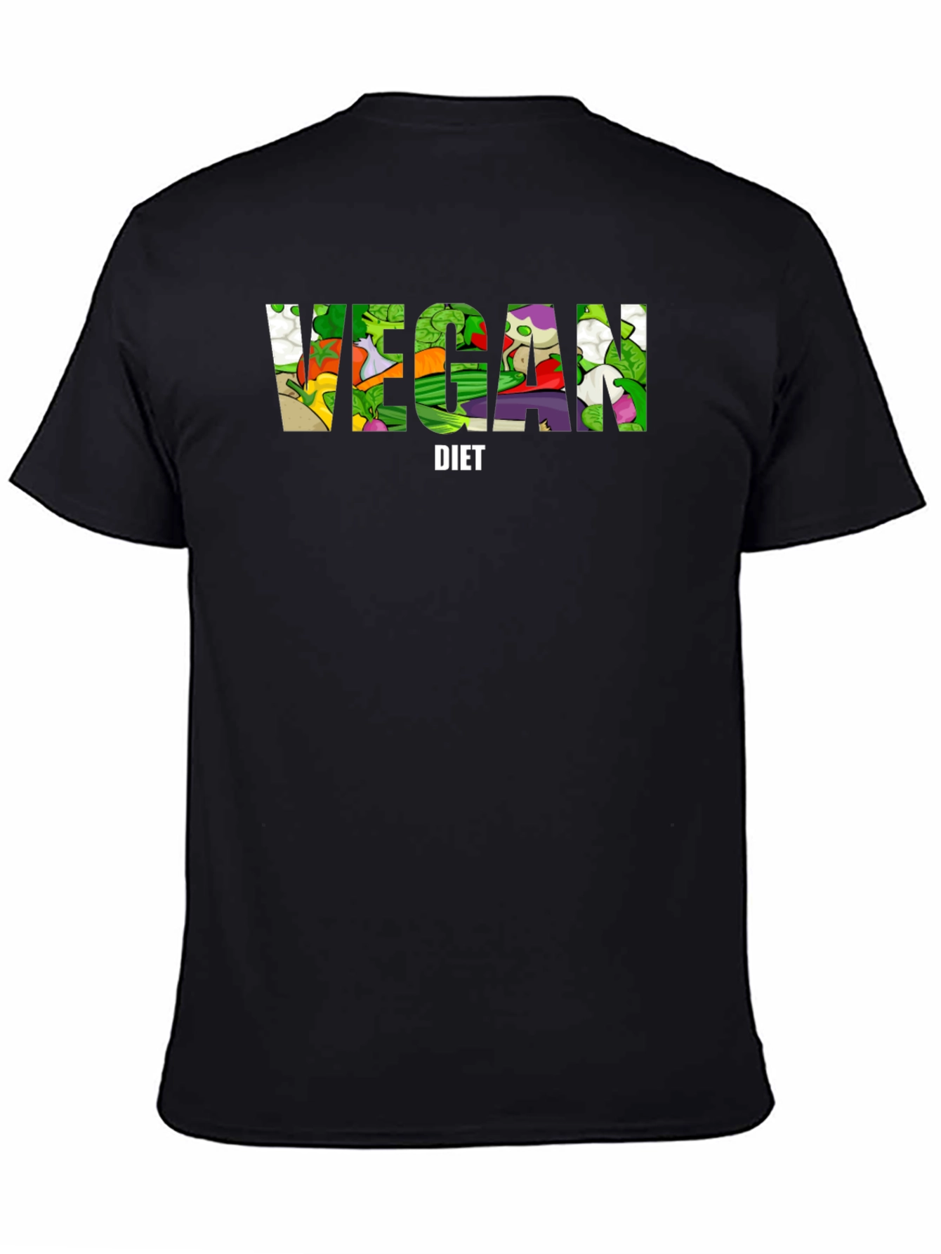 Black Vegan Diet T-Shirt - Black Cotton Graphic Tee view 4