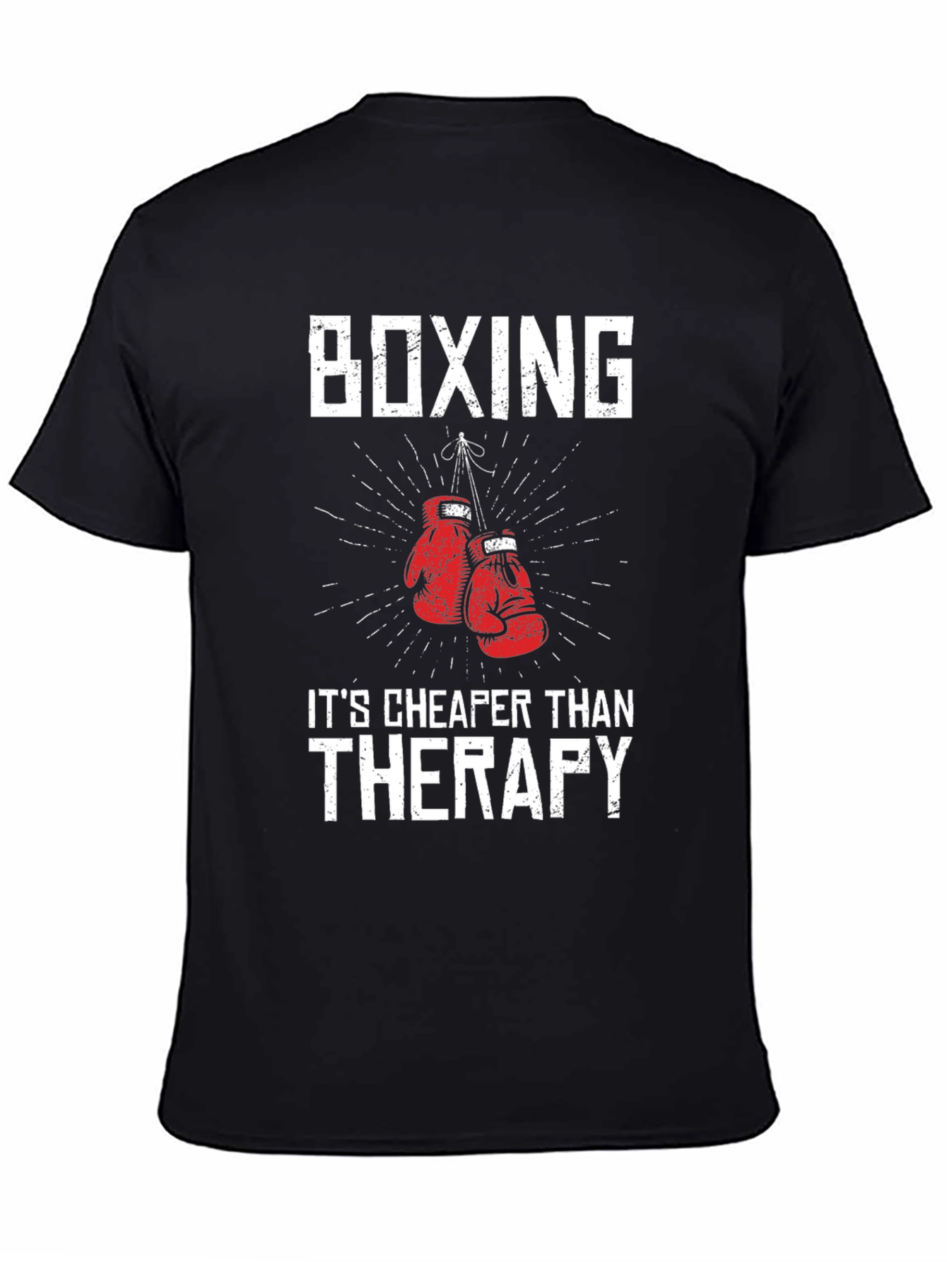 Black Boxing Therapy T-Shirt - Funny Workout Tee view 4