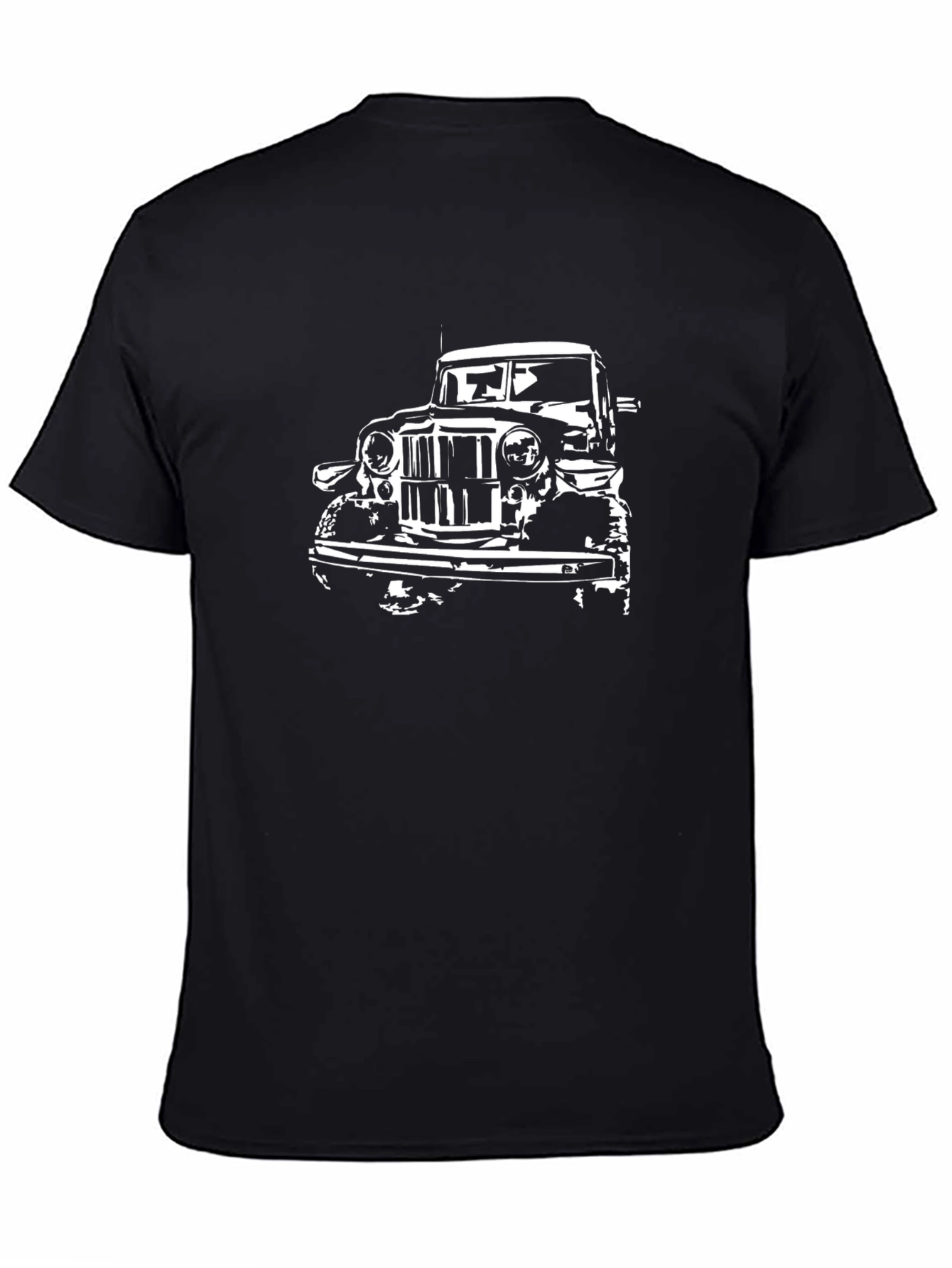 Black Classic Car Graphic Tee - Black Cotton T-Shirt view 4