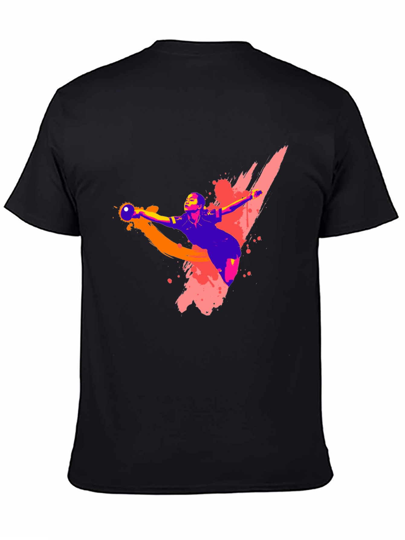 Black Handball Player Graphic T-Shirt - Black view 4