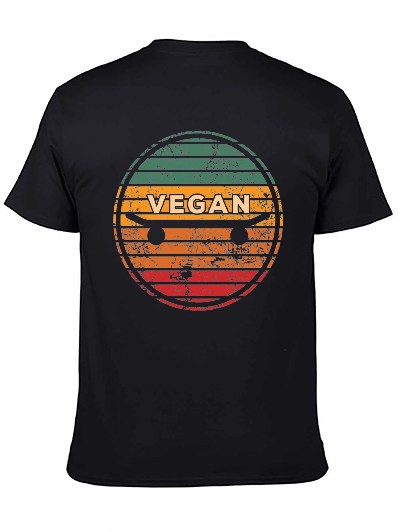 Black Vegan Skateboard T-Shirt - Retro Style Tee view 4